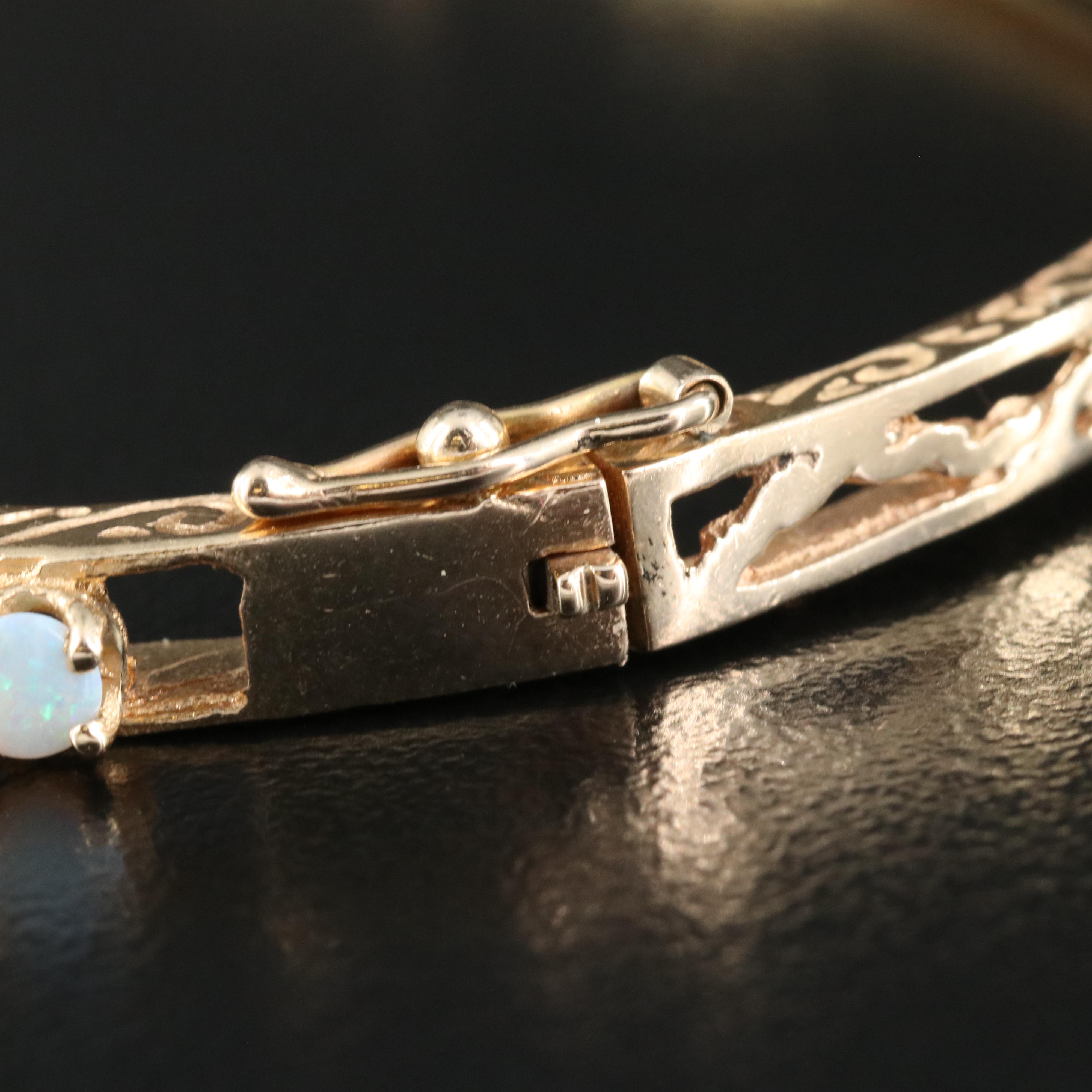 14K Opal Hinged Bangle