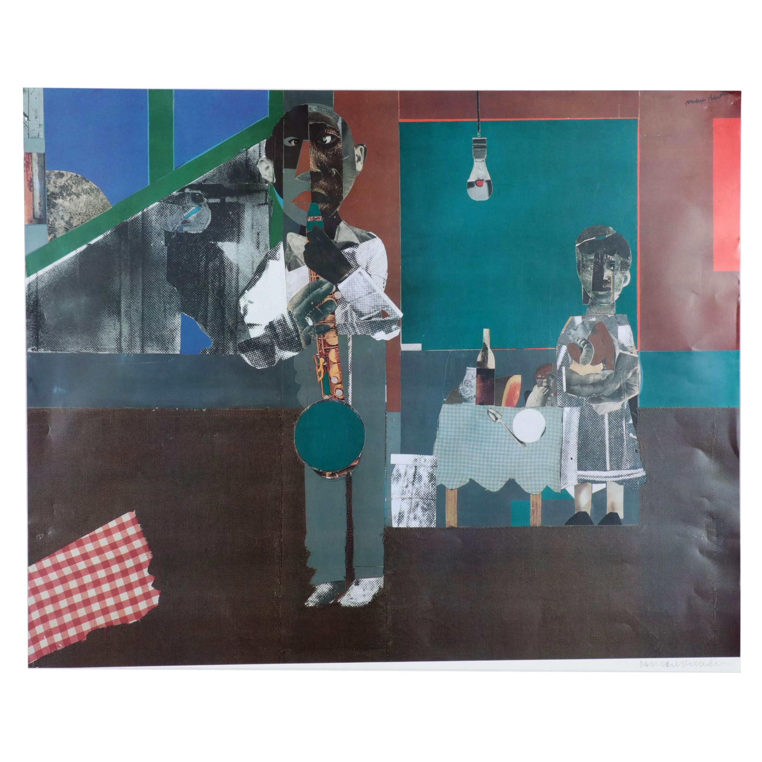 Romare Howard Bearden Offset Lithograph Poster "The Woodshed," Circa 1970