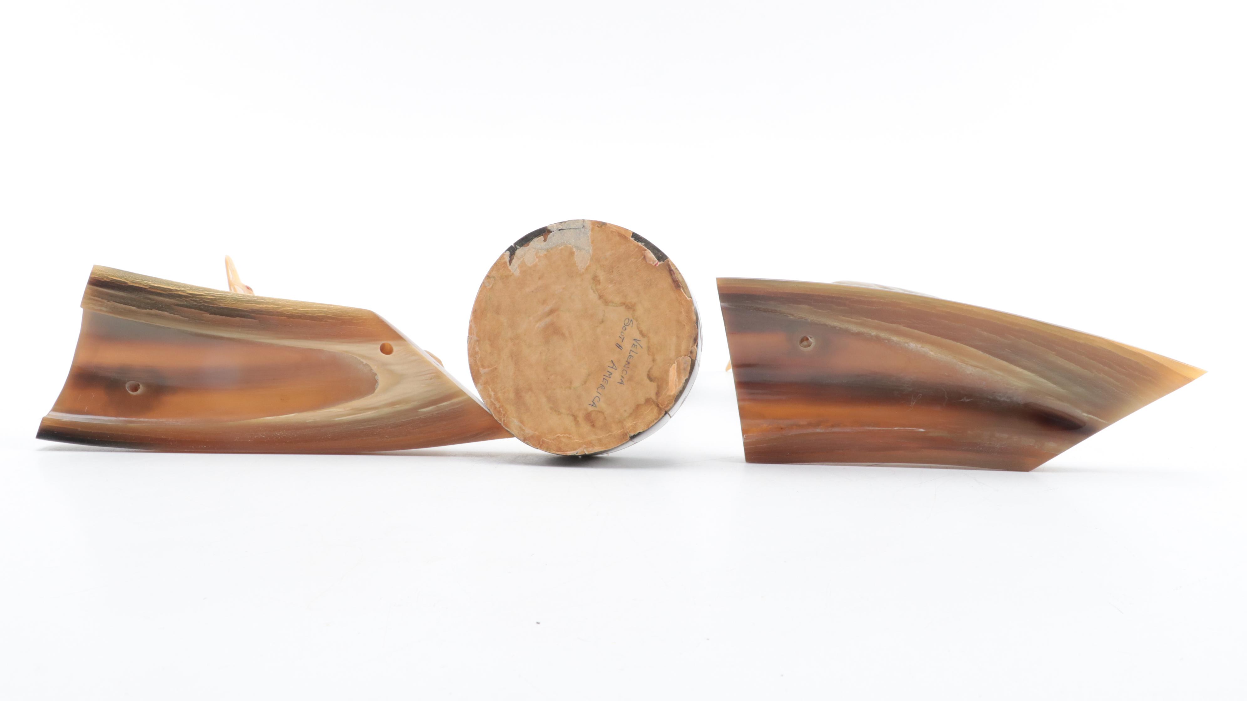 Hand-Carved Horn Heron Figurines