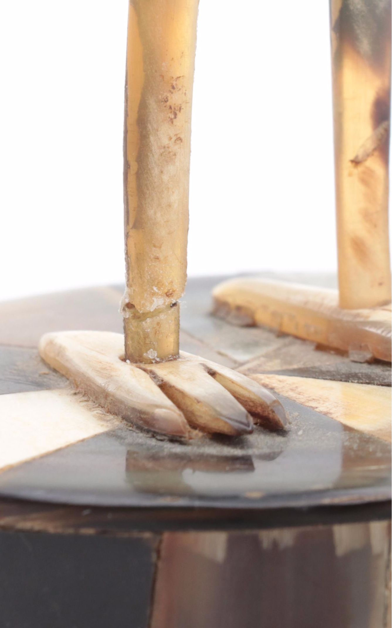 Hand-Carved Horn Heron Figurines