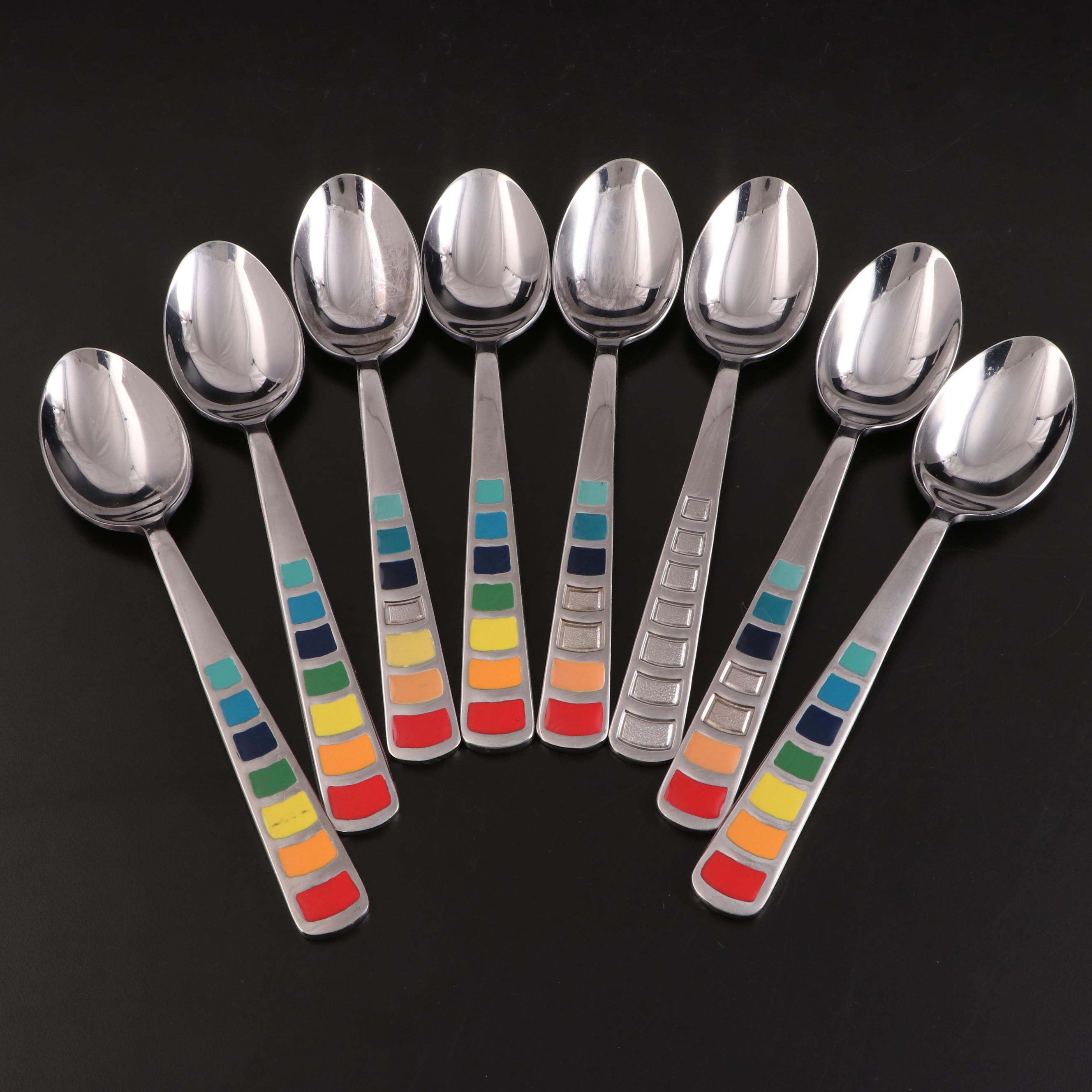 Fiesta Stainless Steel Flatware with Rainbow Enameled Handles