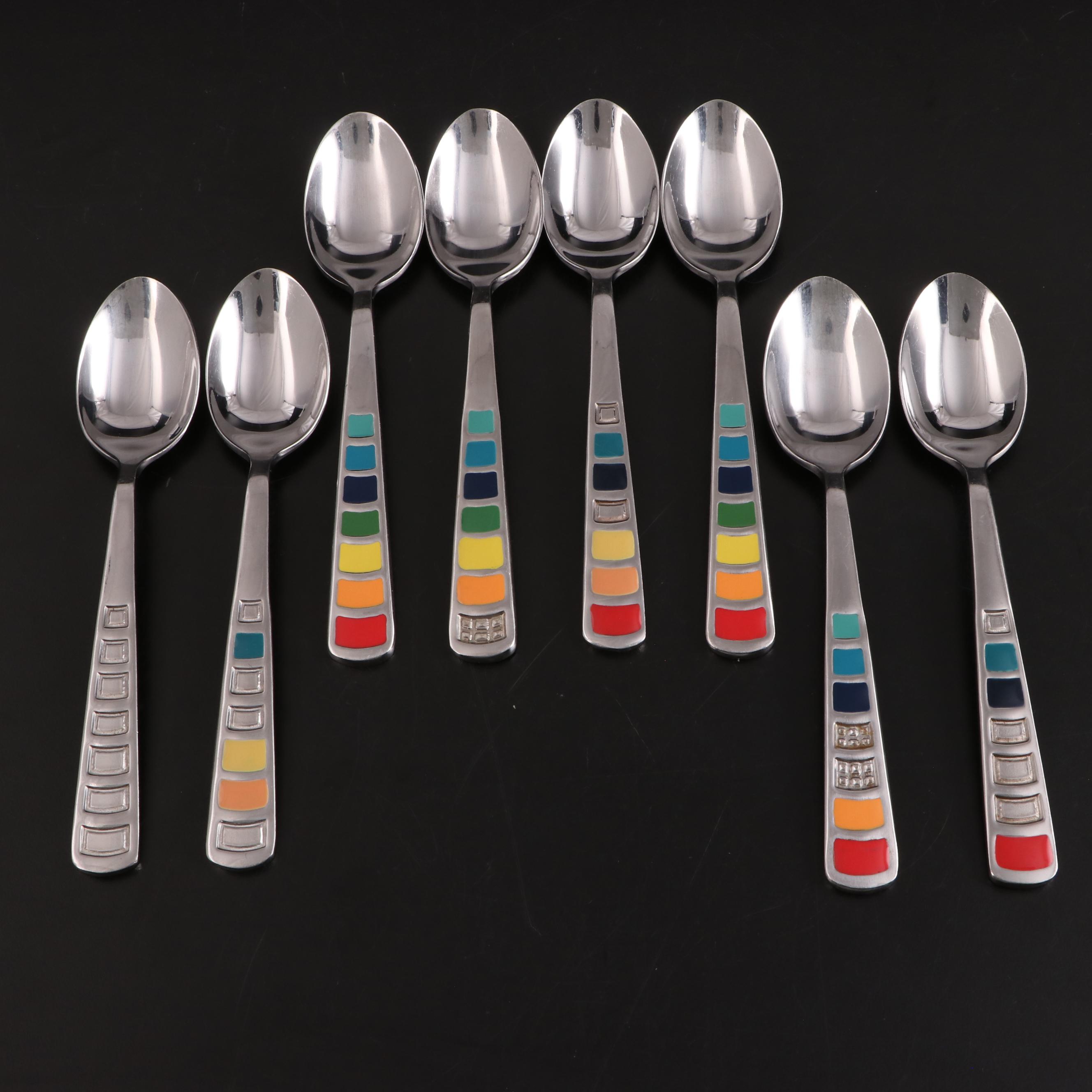 Fiesta Stainless Steel Flatware with Rainbow Enameled Handles