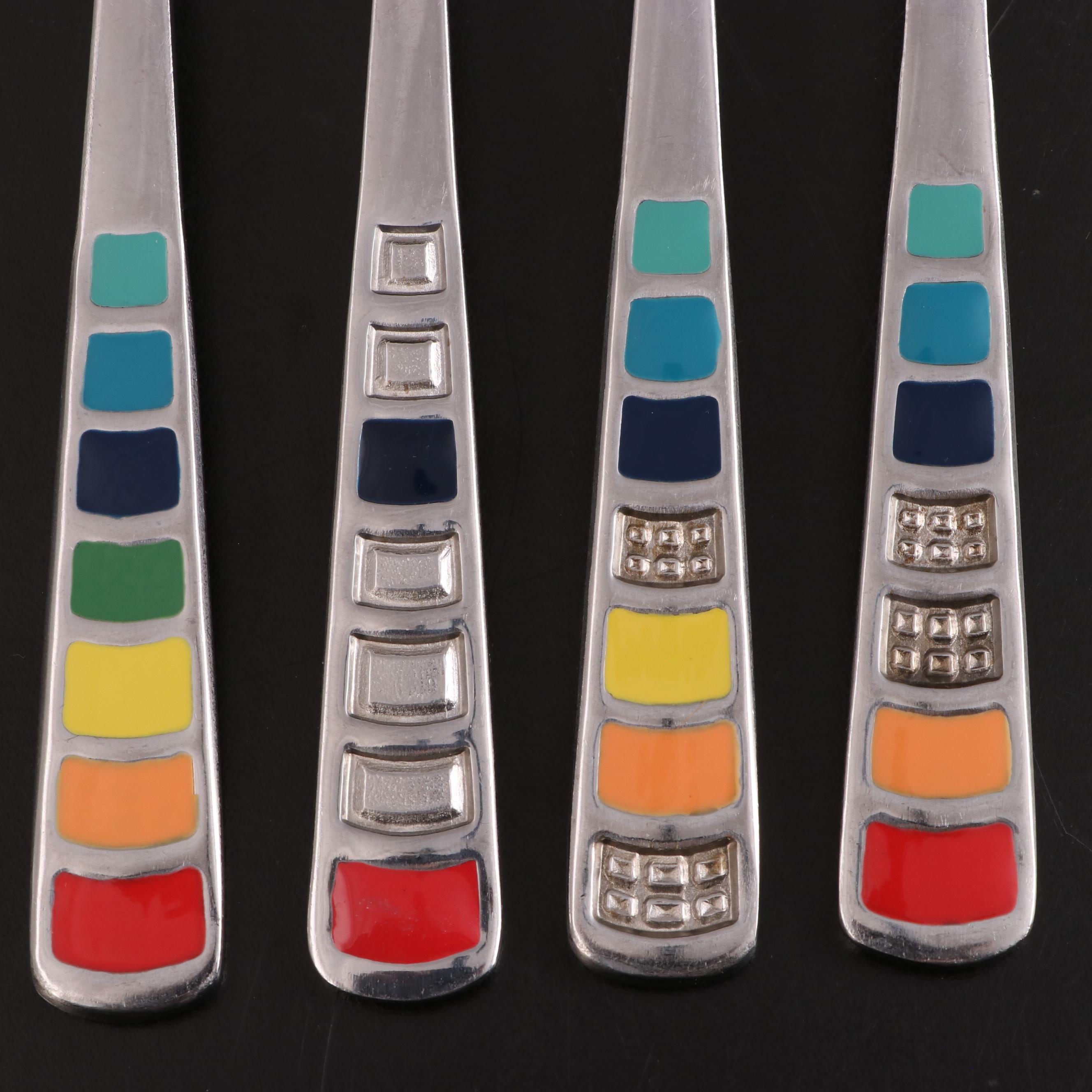 Fiesta Stainless Steel Flatware with Rainbow Enameled Handles