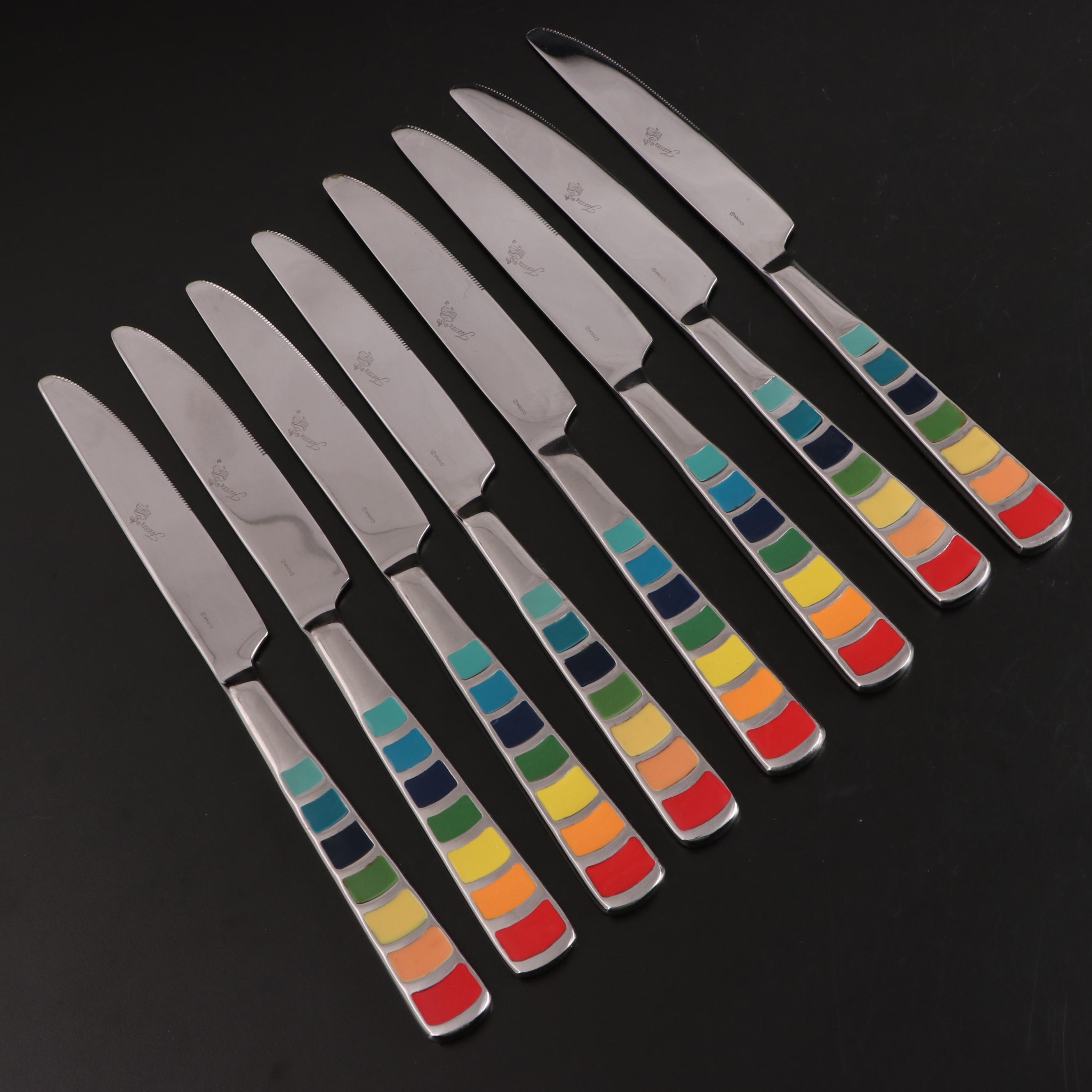 Fiesta Stainless Steel Flatware with Rainbow Enameled Handles