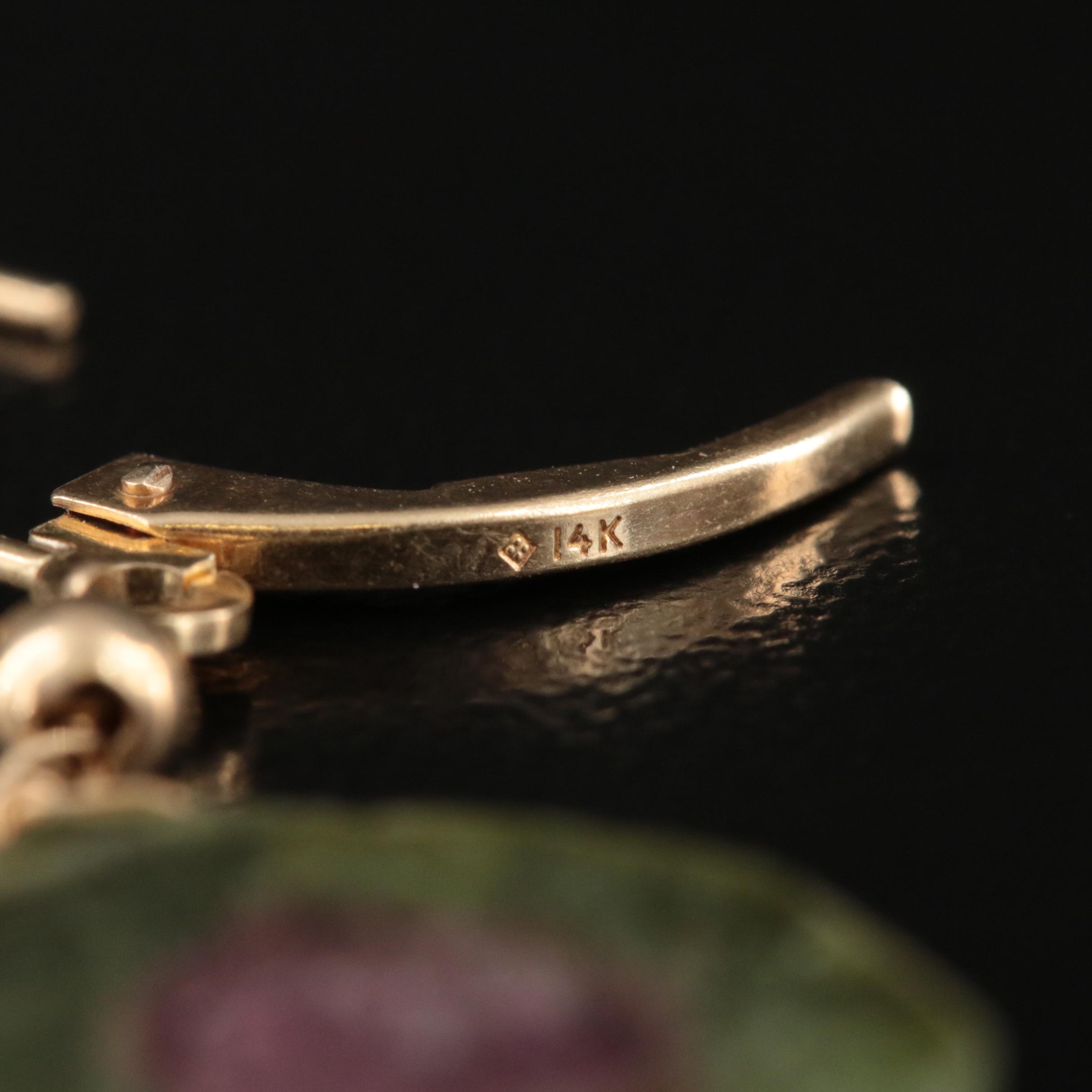 14K Watermelon Tourmaline Slice Earrings