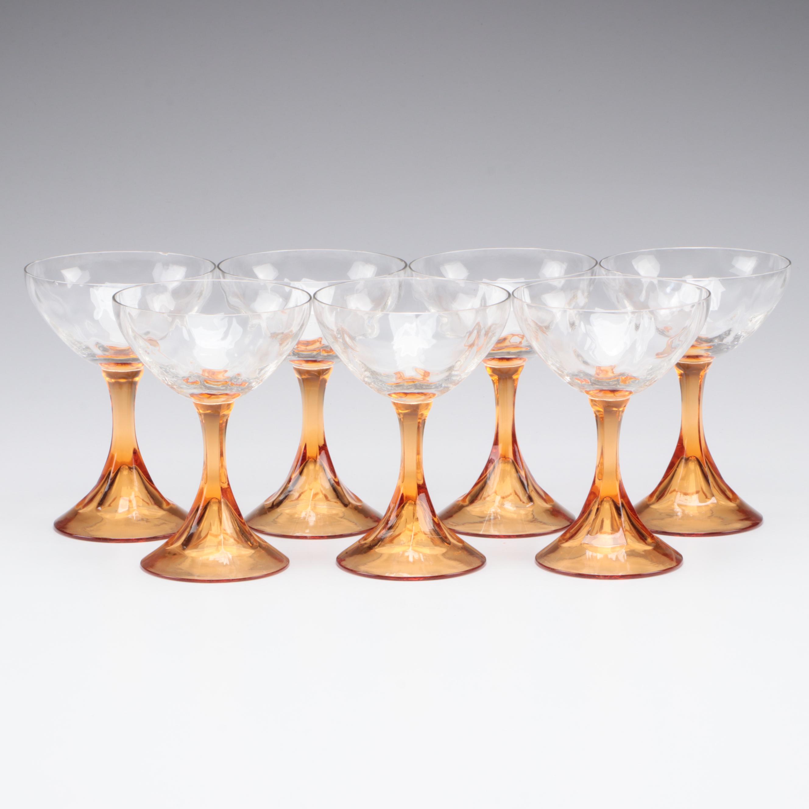Glass Amber Stemmed Coupes