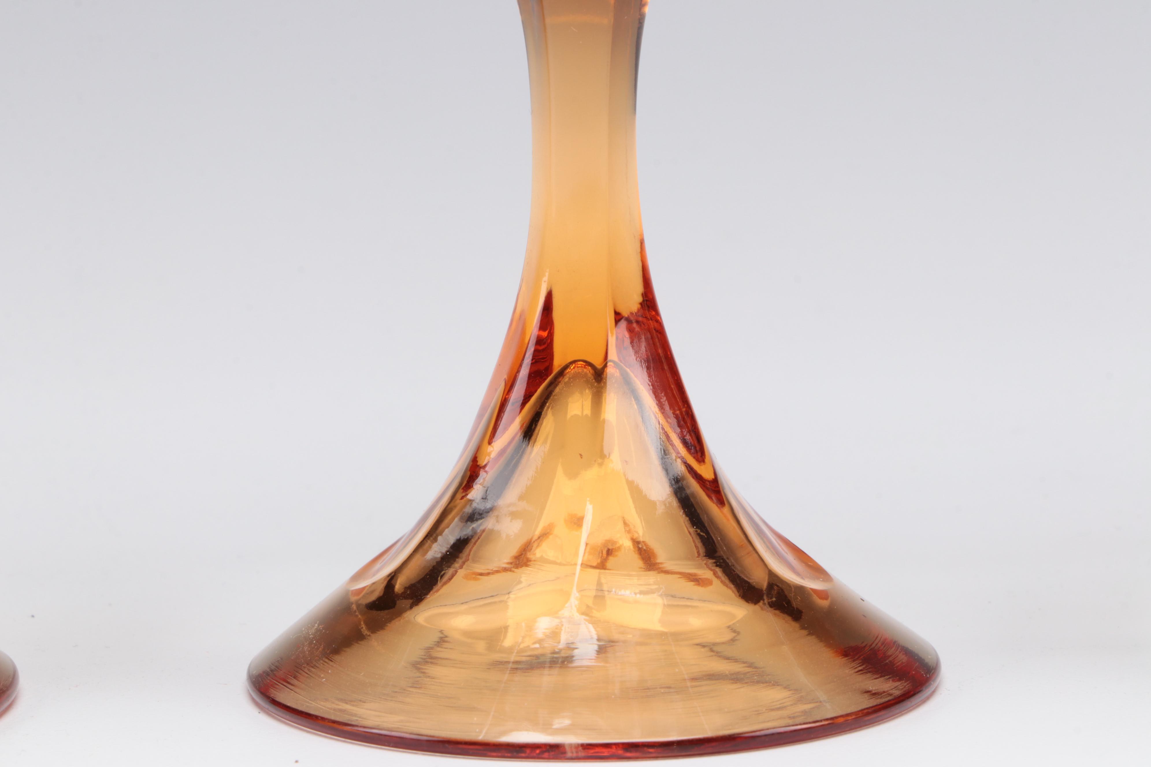 Glass Amber Stemmed Coupes