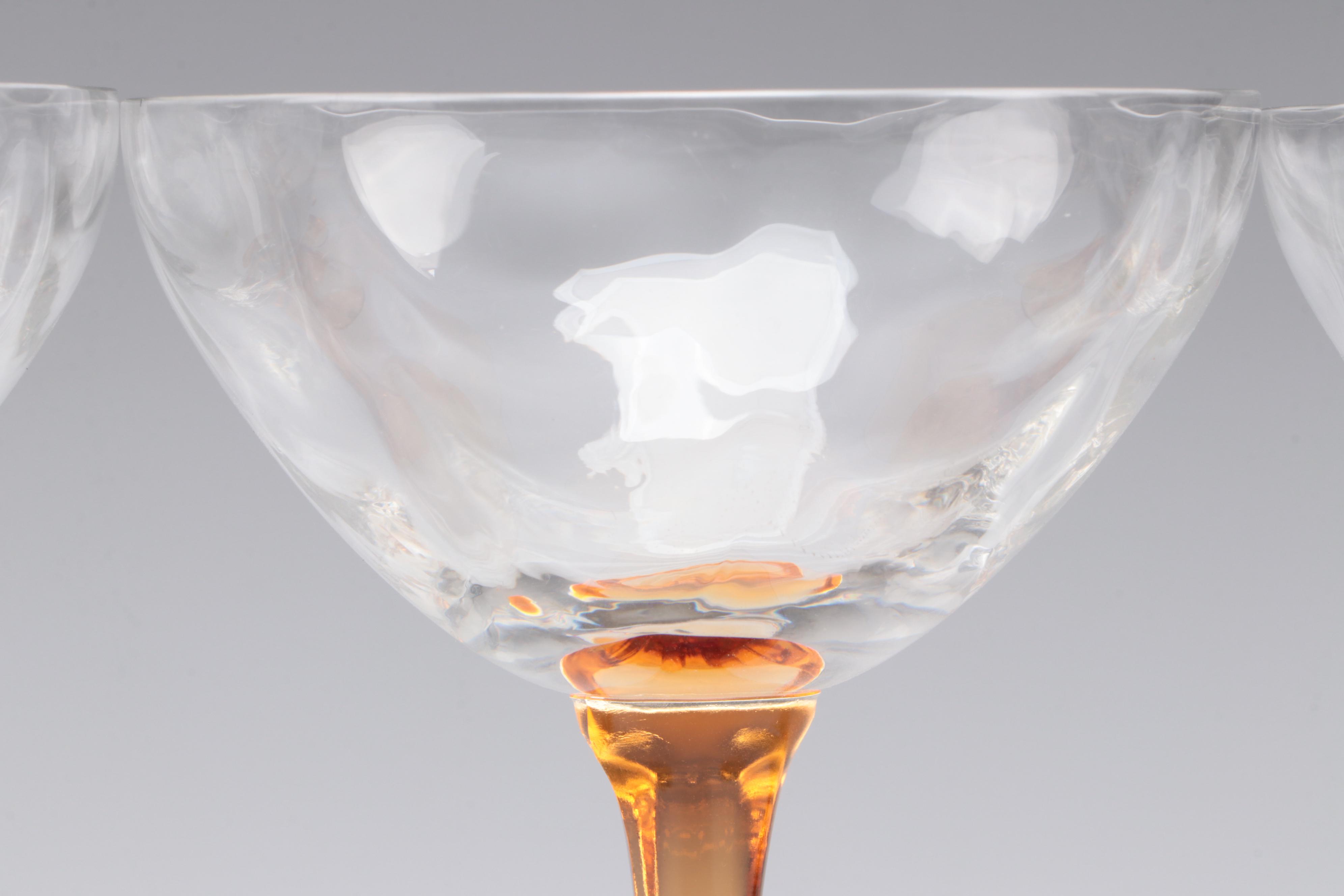 Glass Amber Stemmed Coupes