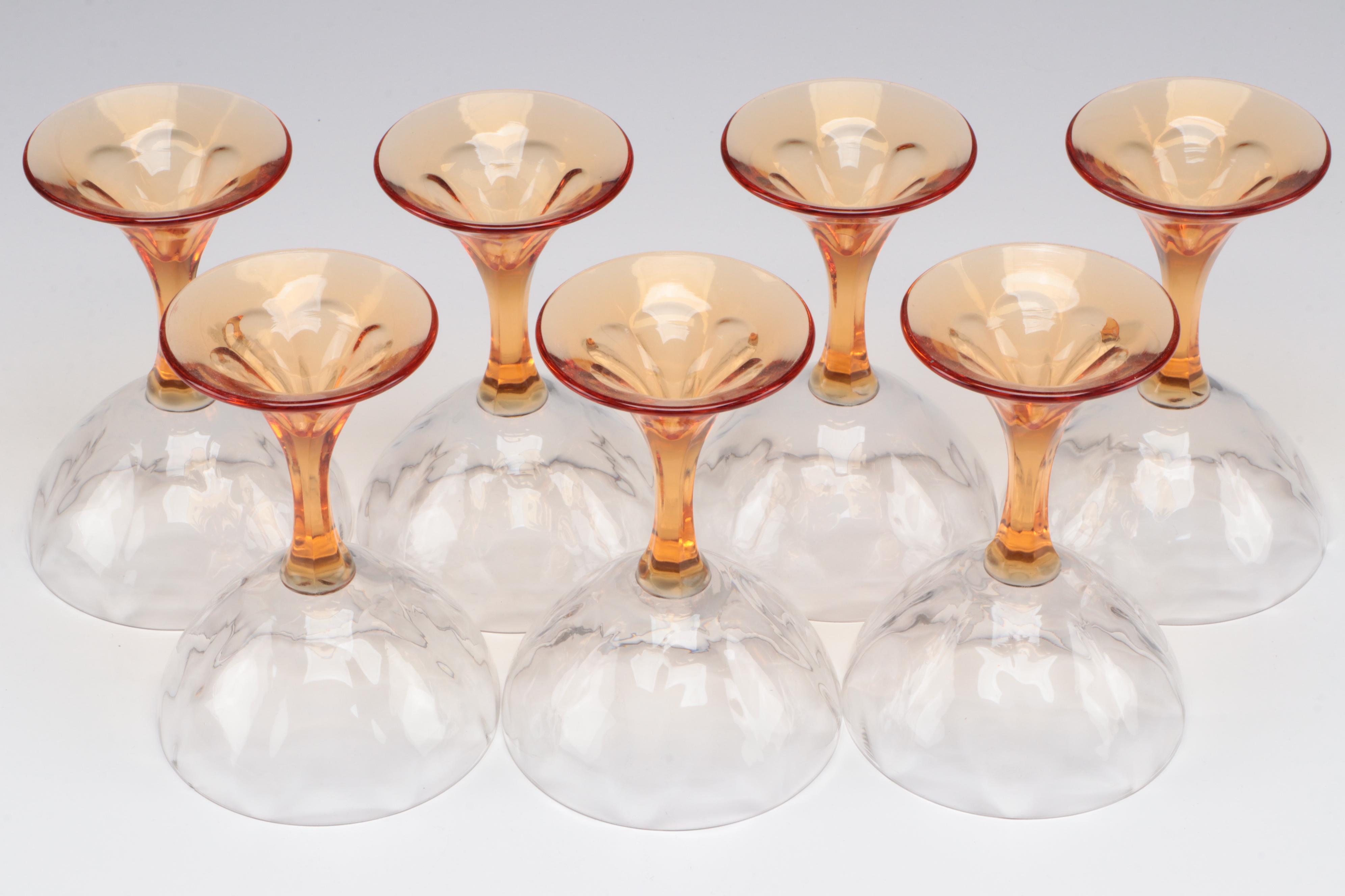 Glass Amber Stemmed Coupes