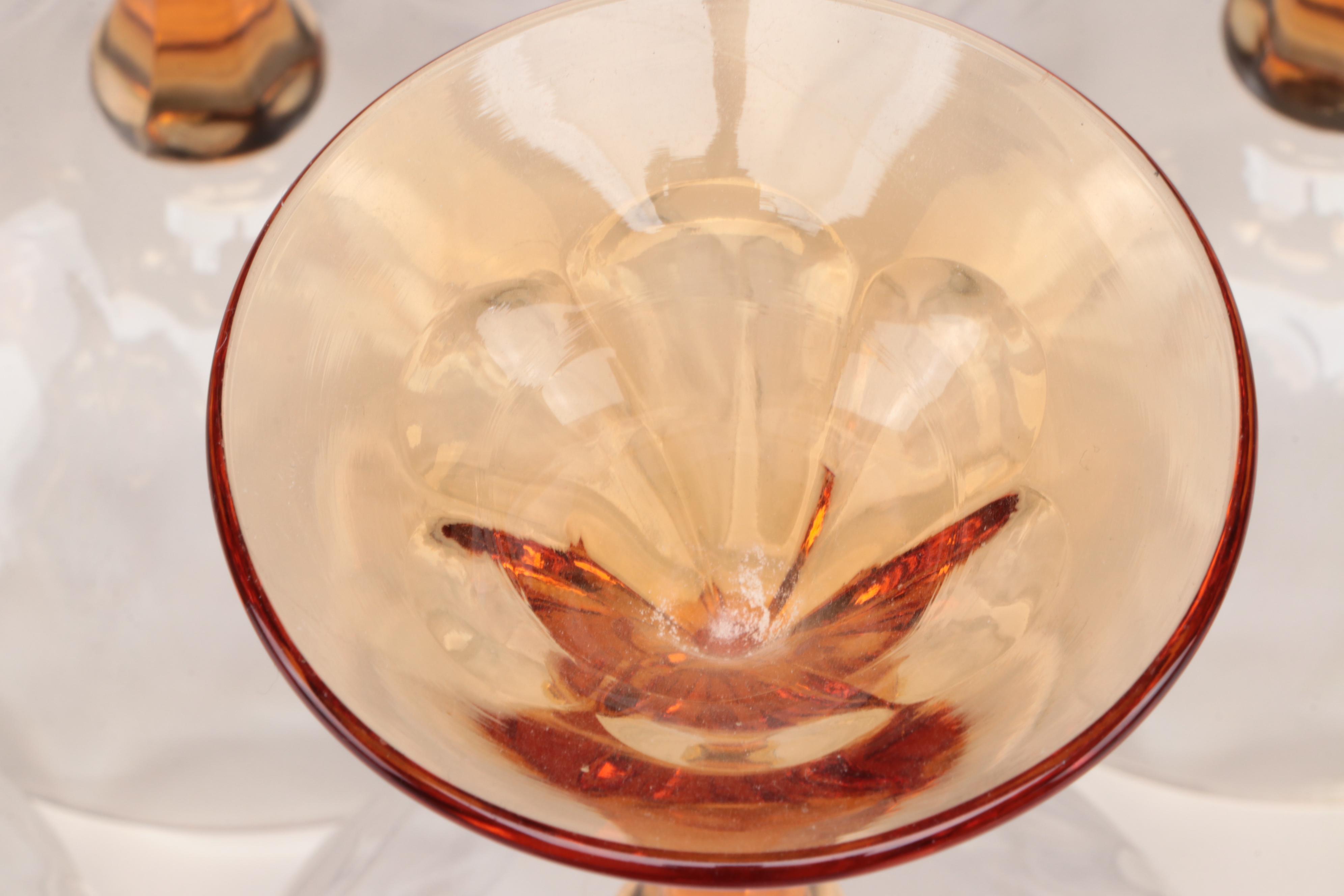 Glass Amber Stemmed Coupes