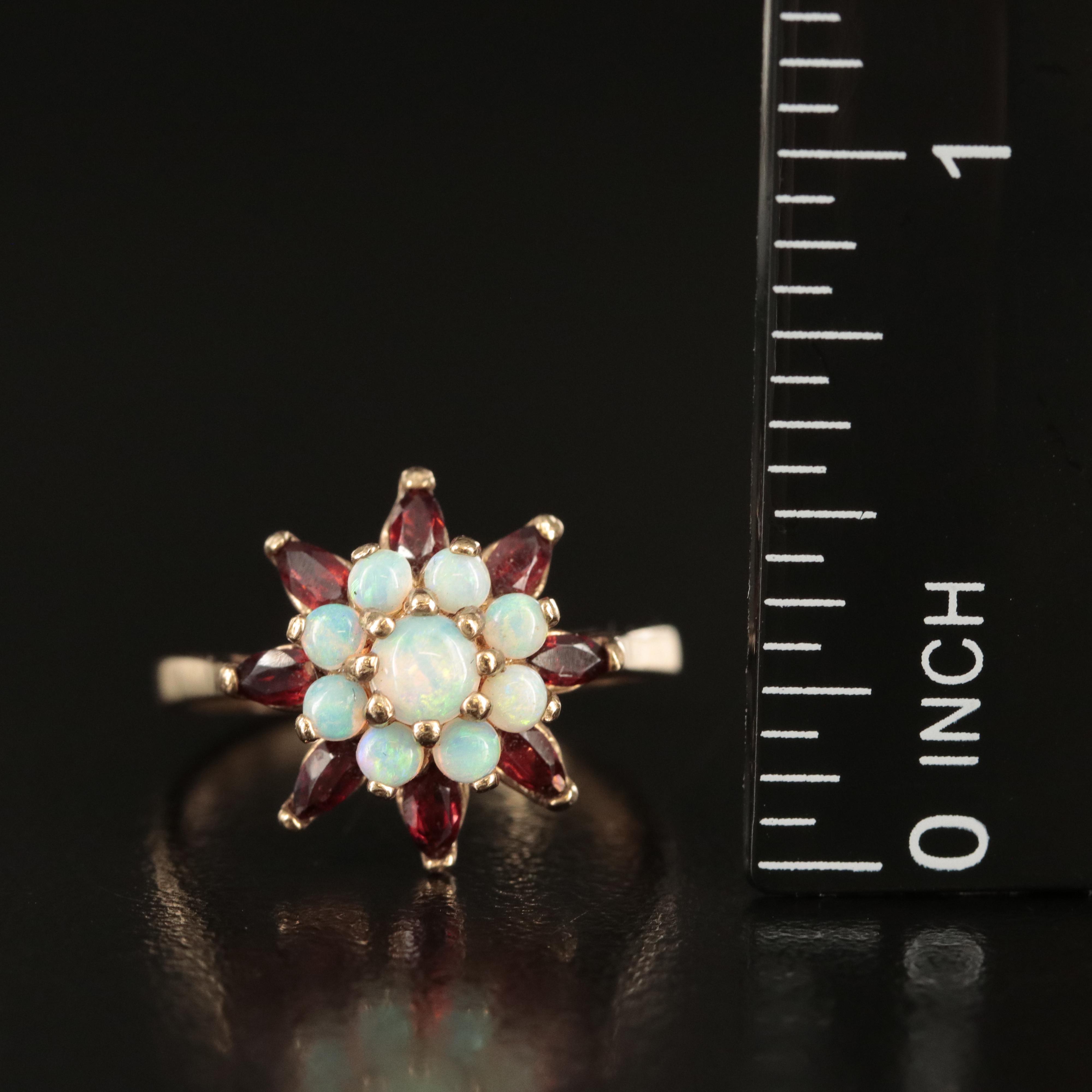 10K Opal and Garnet Ring