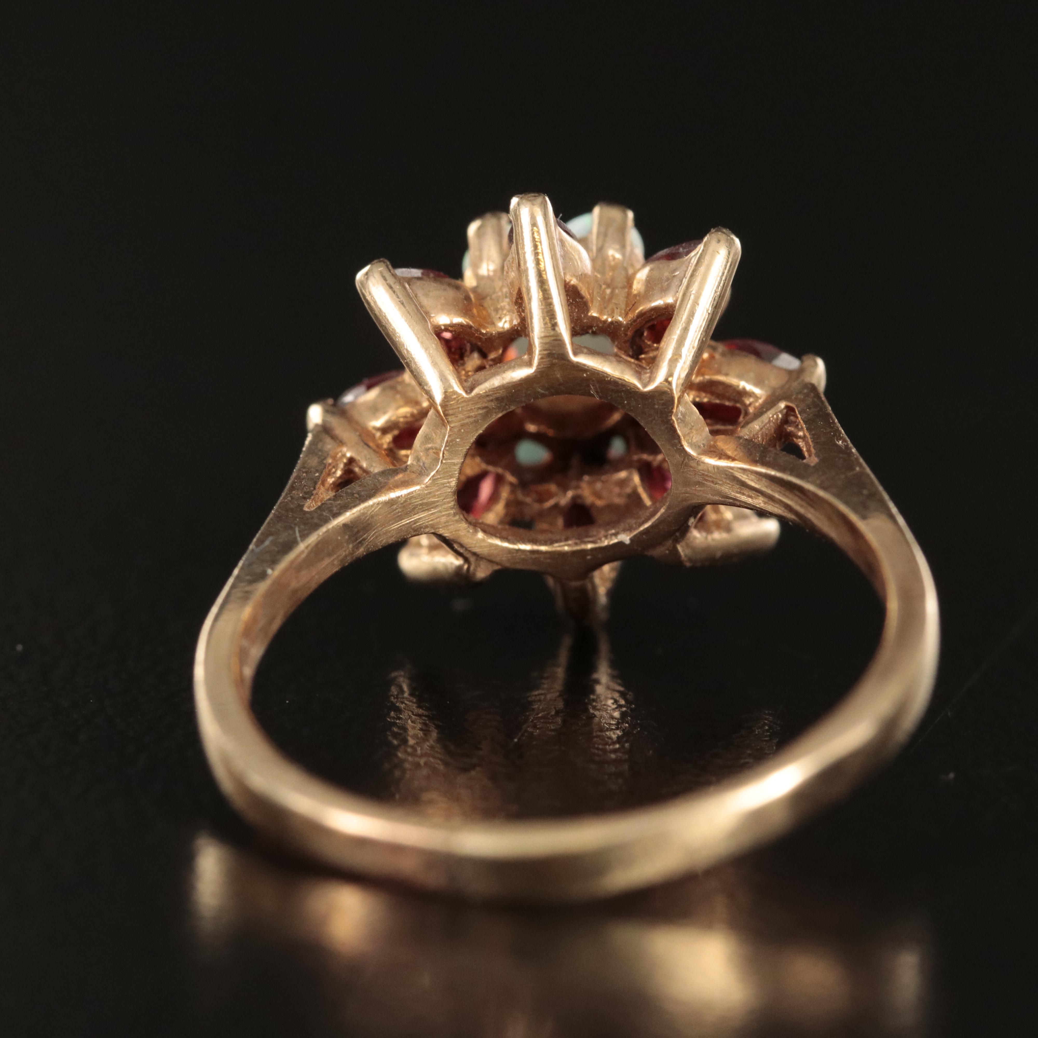 10K Opal and Garnet Ring