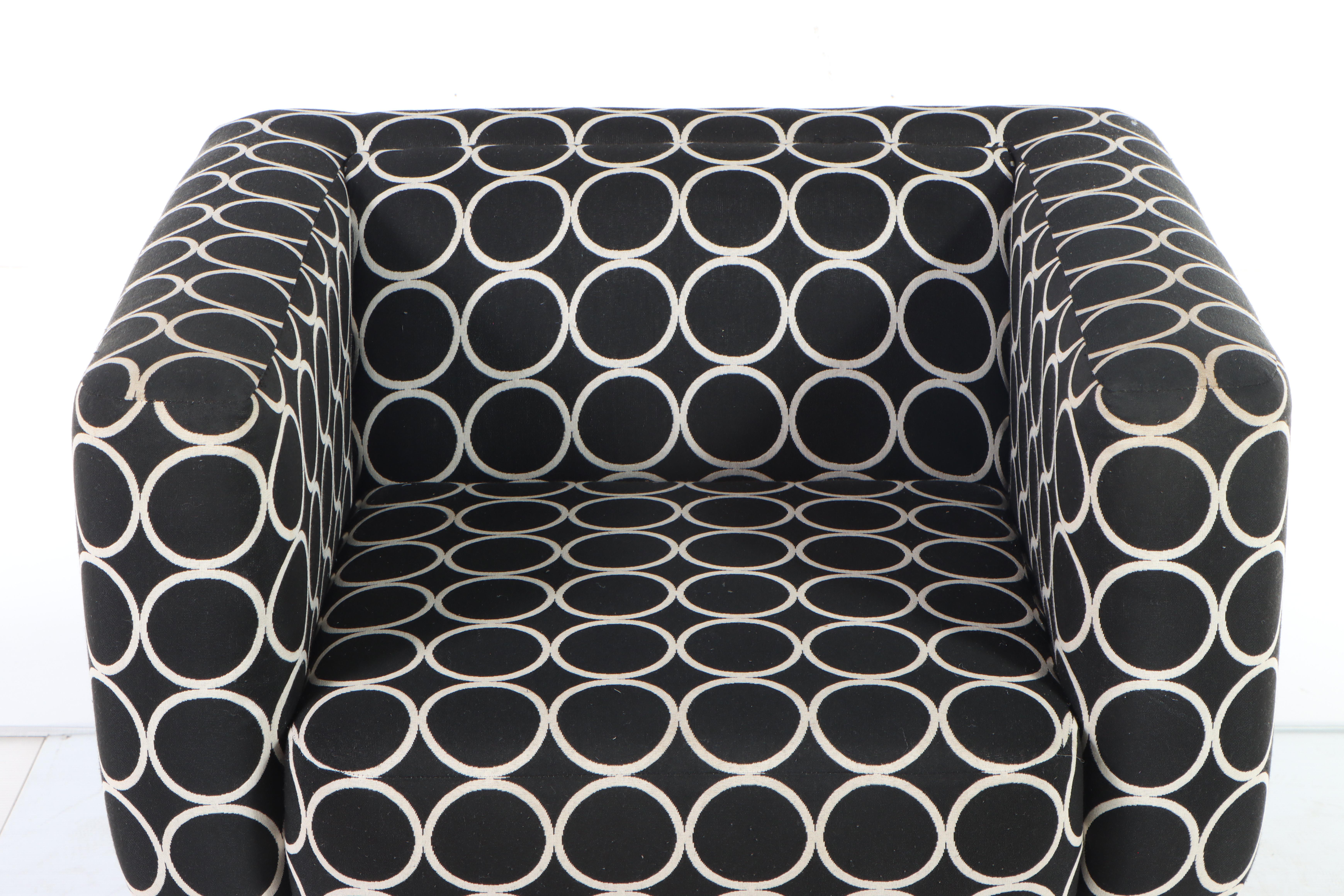 Pair of Carter Modernist Steel Pedestal Base Swivel Lounge Chairs, 1980s