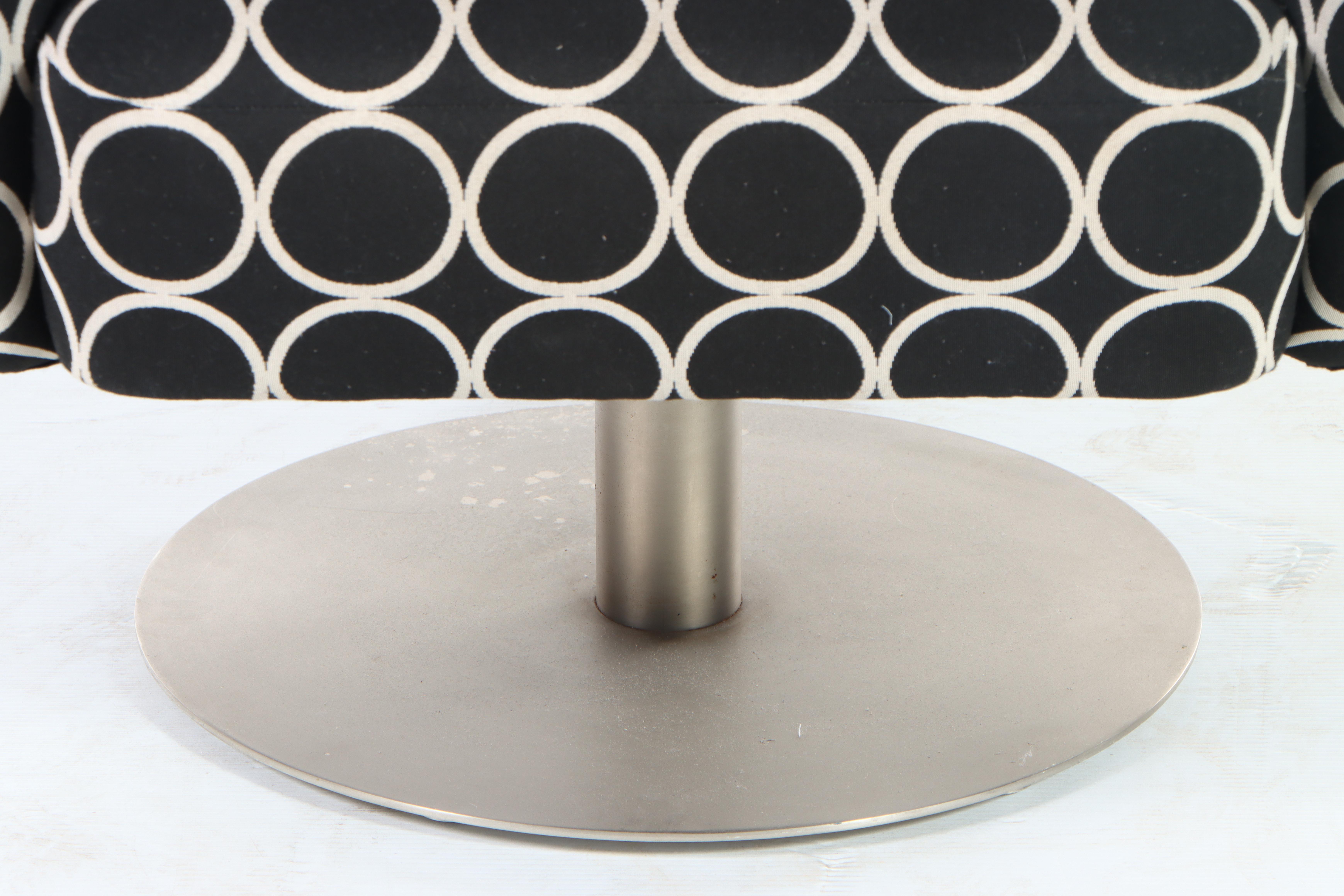 Pair of Carter Modernist Steel Pedestal Base Swivel Lounge Chairs, 1980s