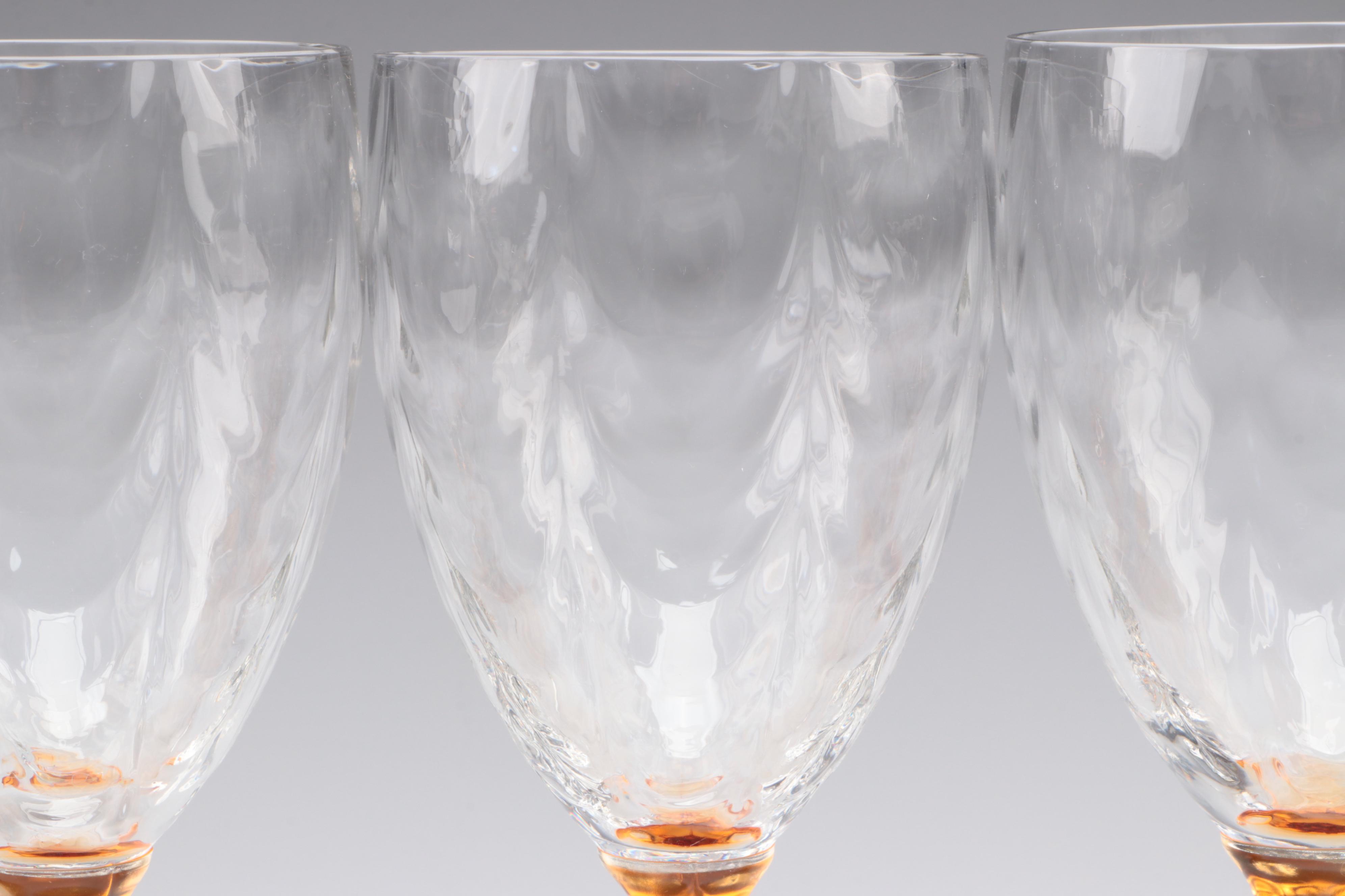 Wine Glasses with Clear Swag Texture on Apricot Colored Base