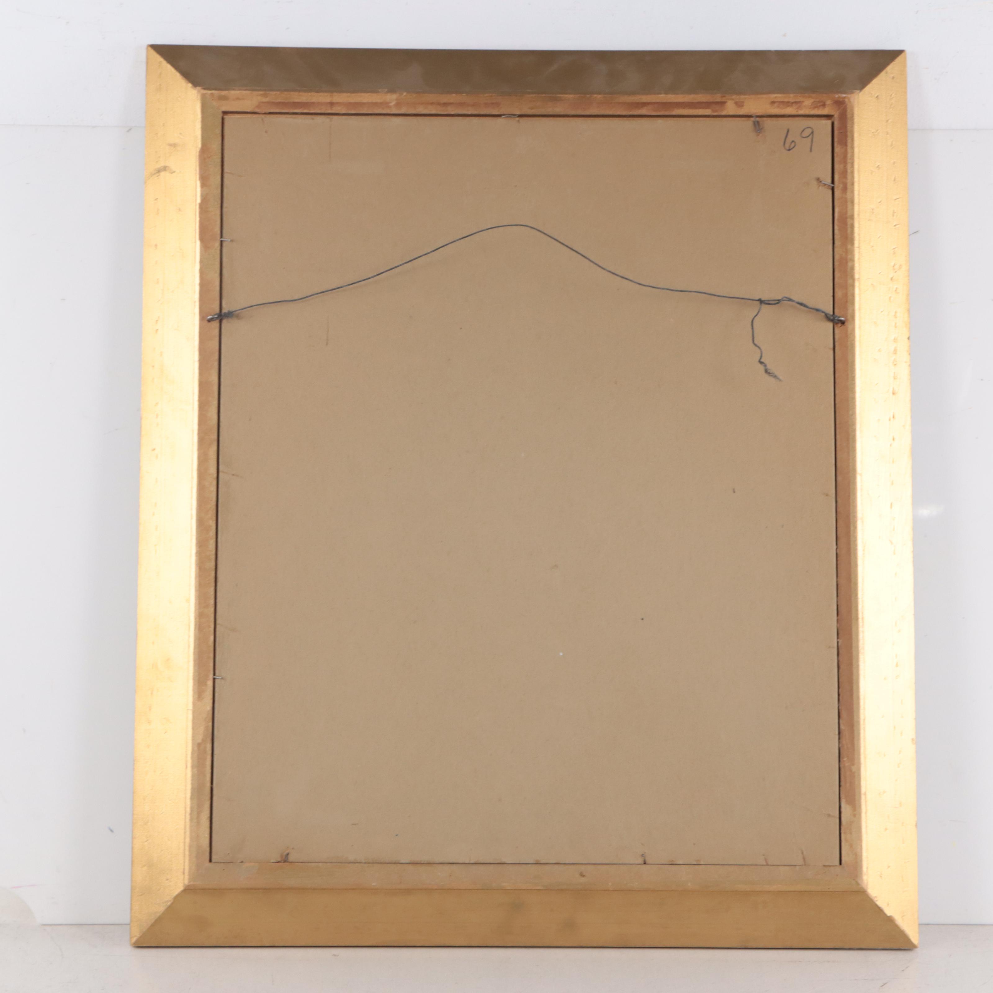 Floral Sgraffito Acrylic Painting, Circa 1960