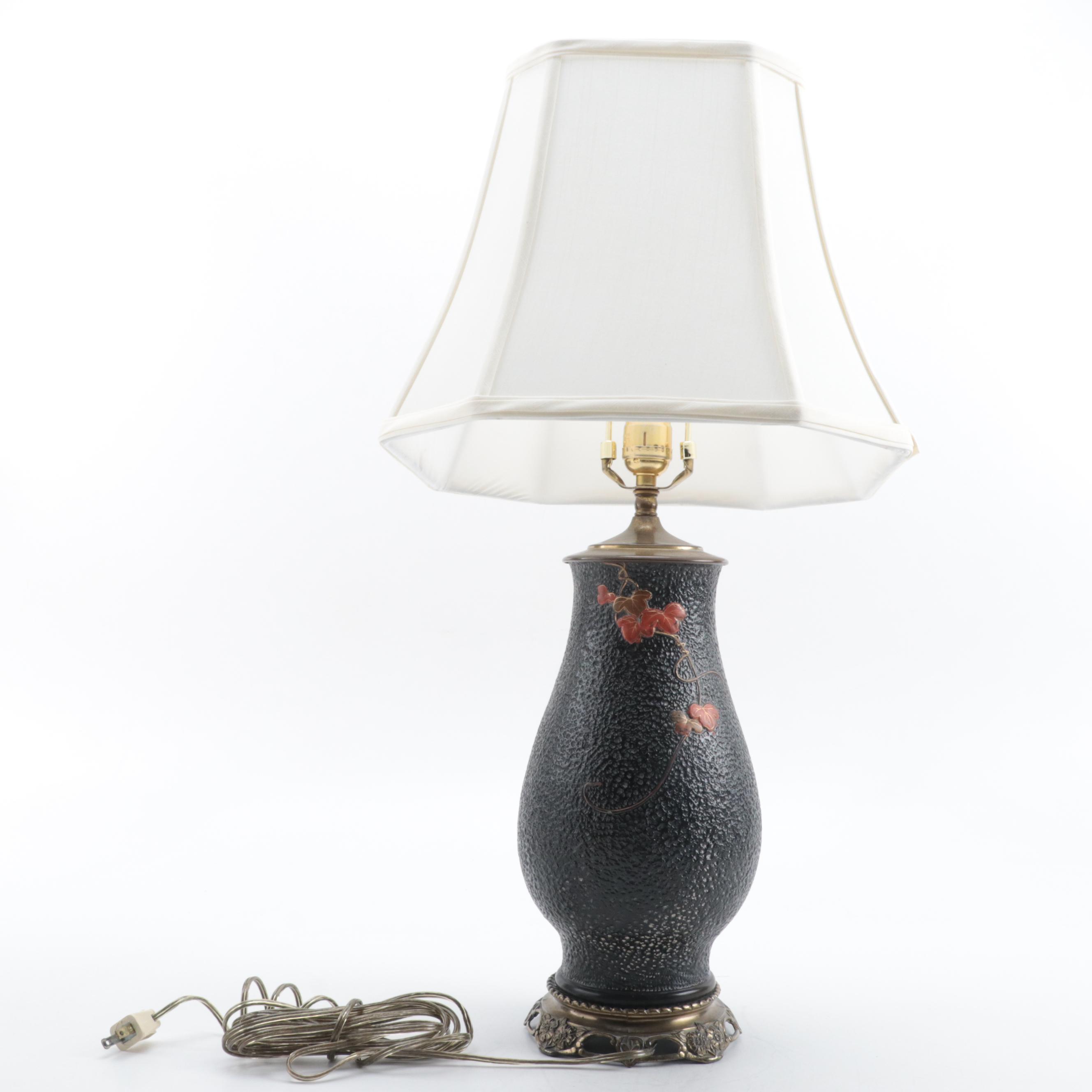 Japanese Totai Shippo Tree Bark Style Vase Table Lamp, Late 20th Century