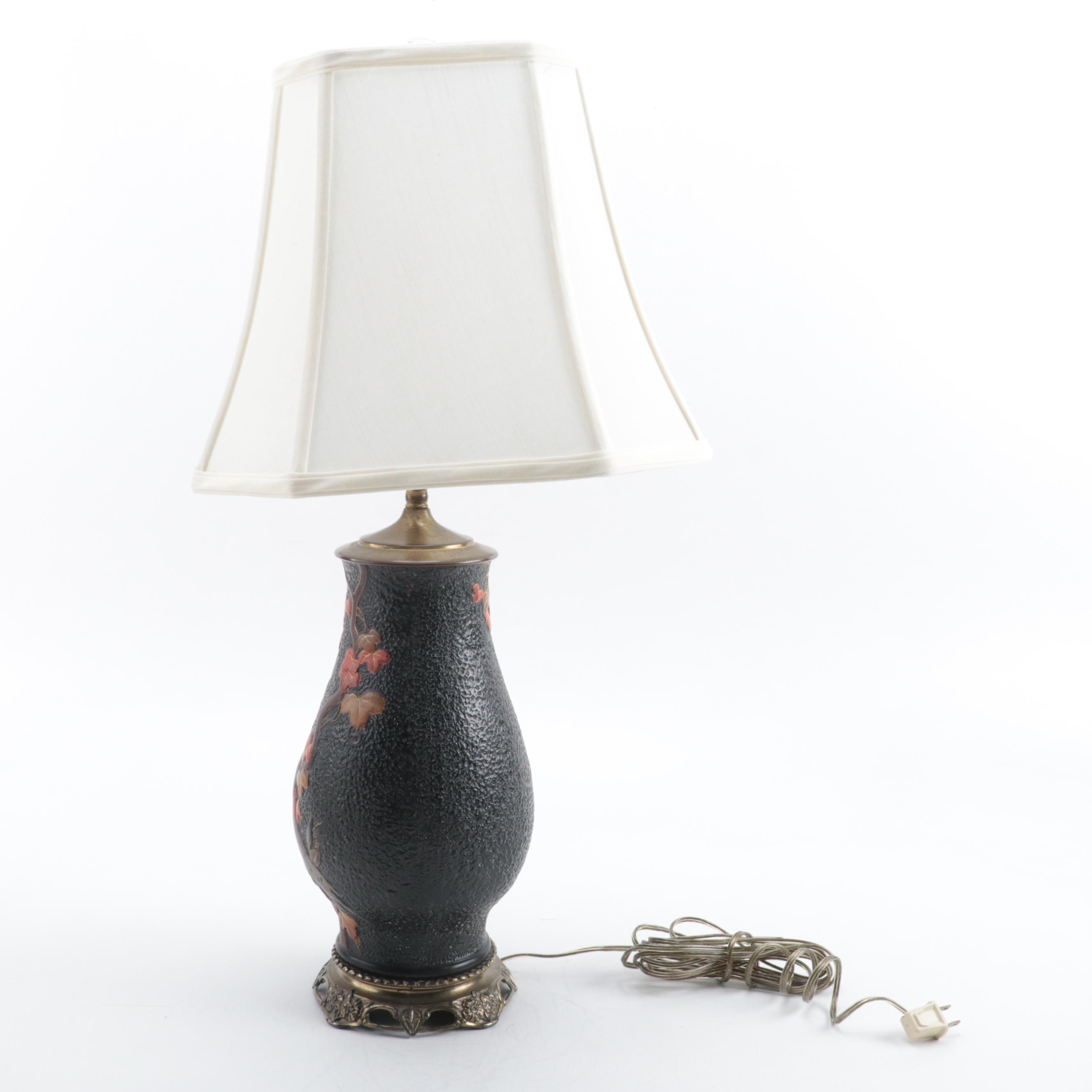 Japanese Totai Shippo Tree Bark Style Vase Table Lamp, Late 20th Century
