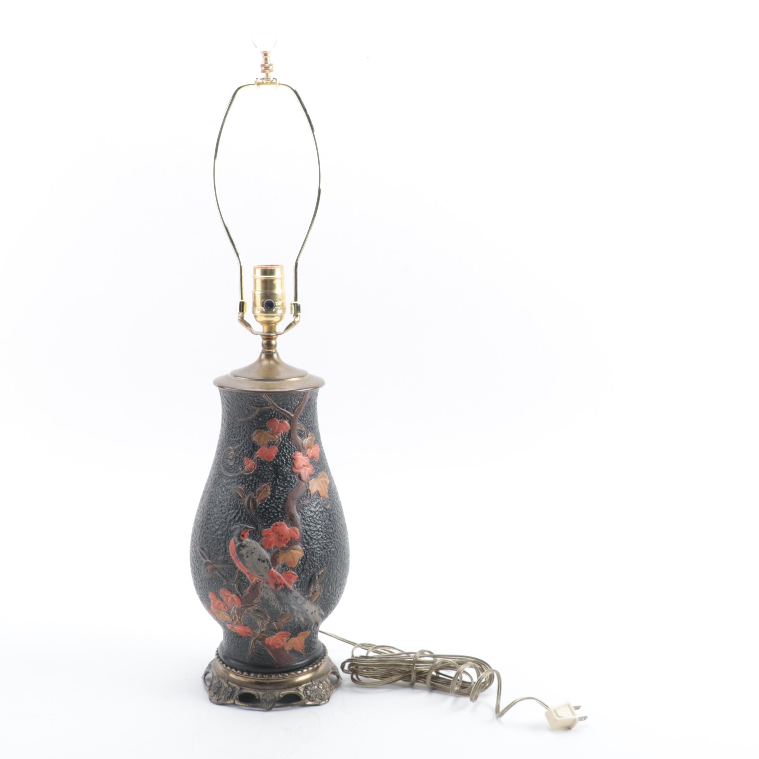 Japanese Totai Shippo Tree Bark Style Vase Table Lamp, Late 20th Century