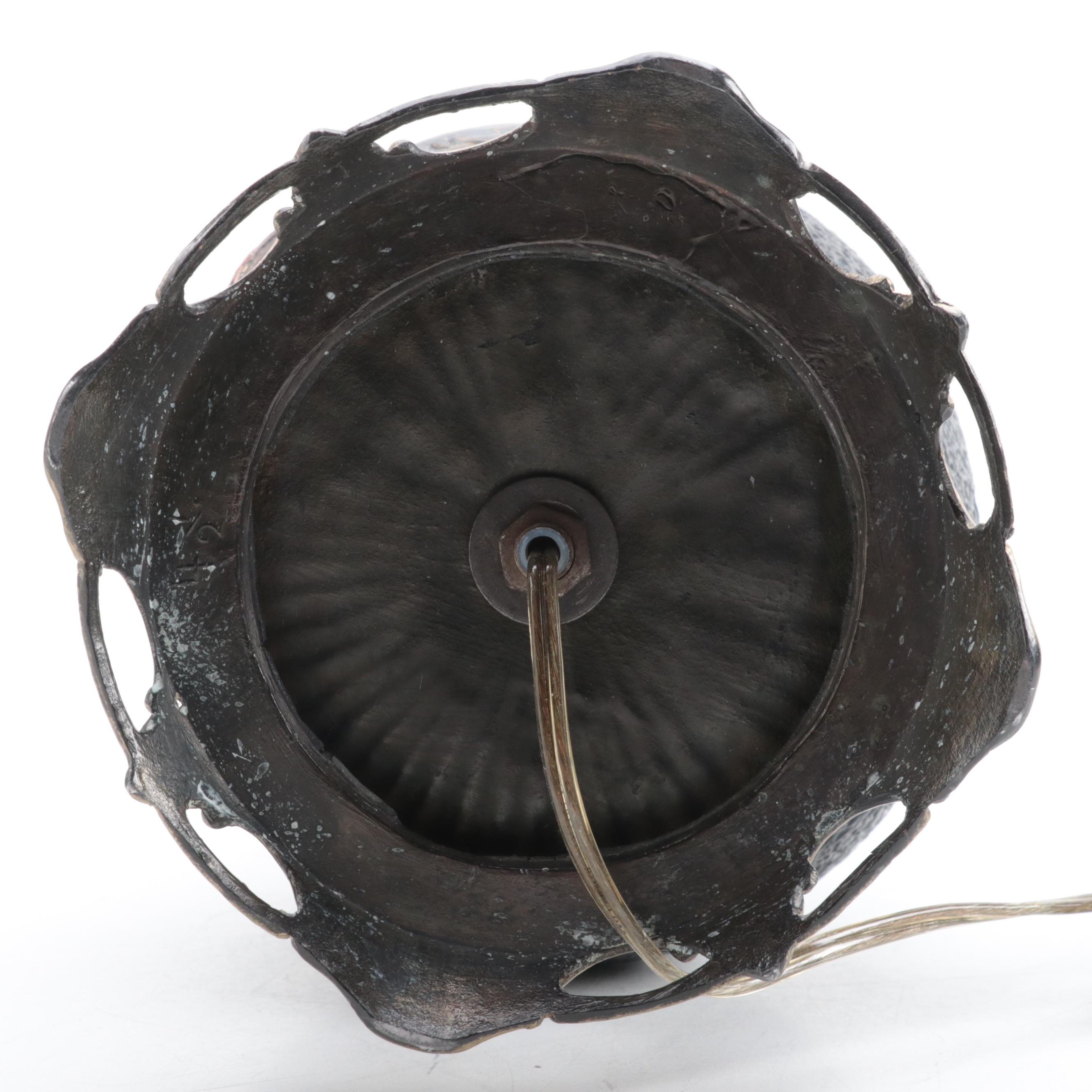 Japanese Totai Shippo Tree Bark Style Vase Table Lamp, Late 20th Century