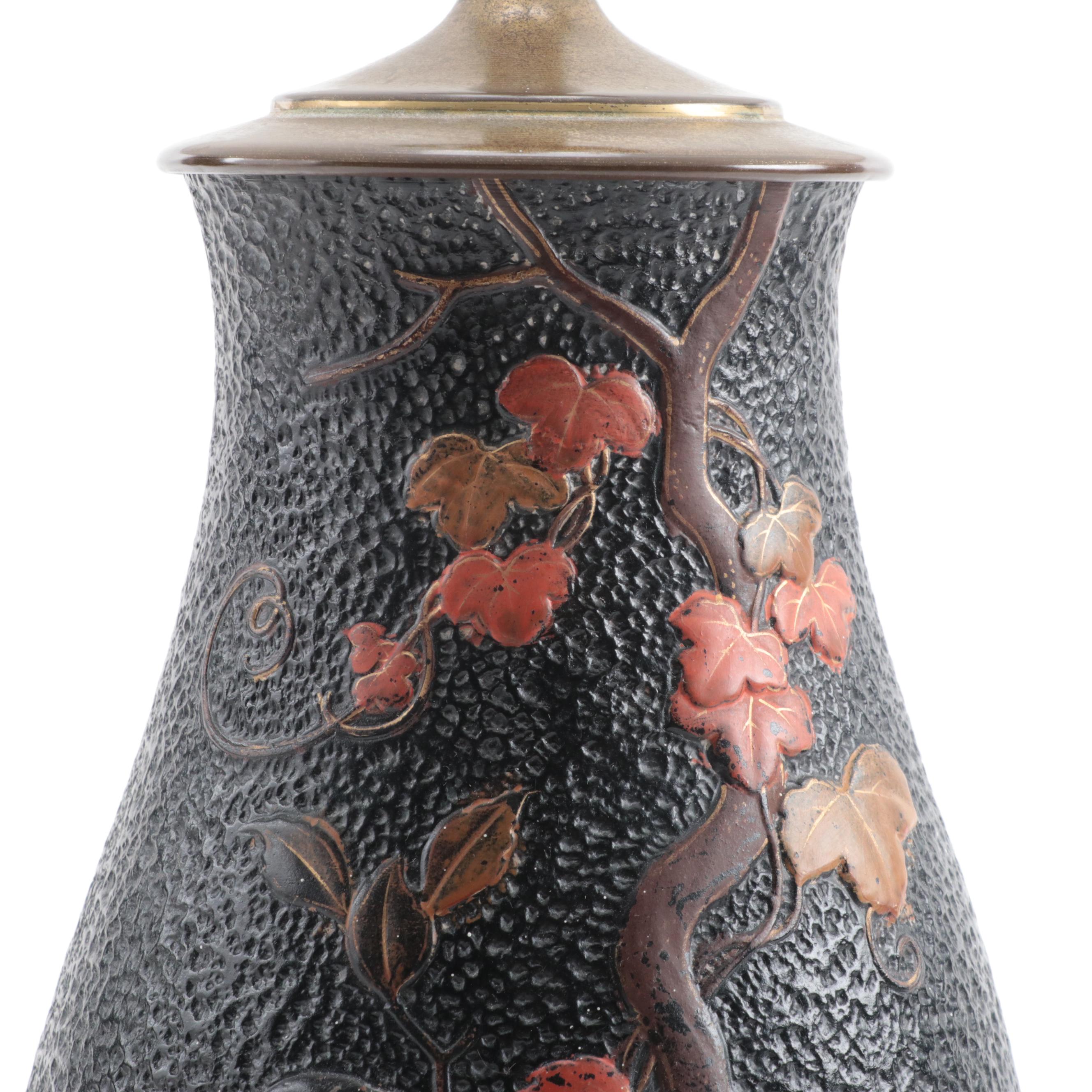 Japanese Totai Shippo Tree Bark Style Vase Table Lamp, Late 20th Century