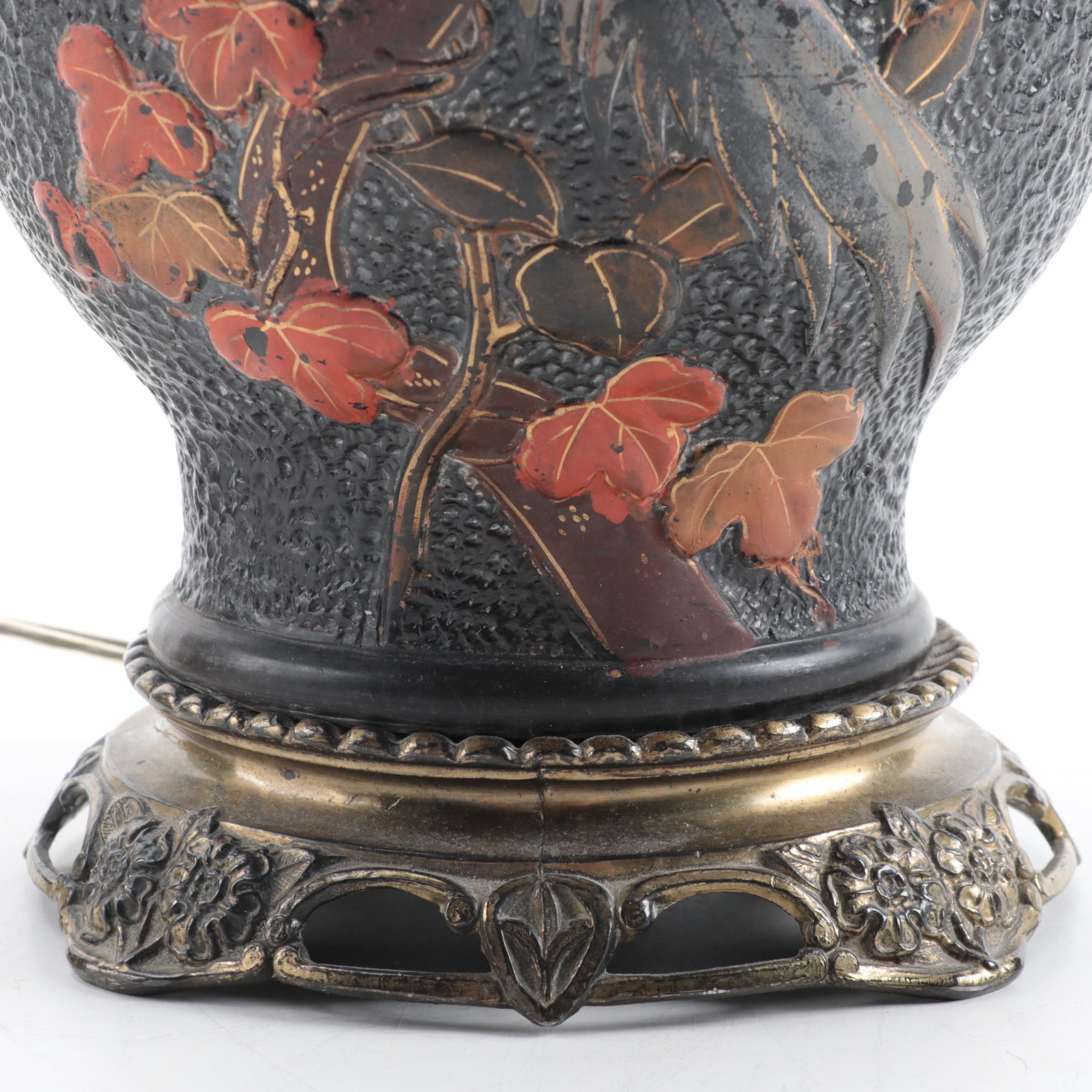 Japanese Totai Shippo Tree Bark Style Vase Table Lamp, Late 20th Century