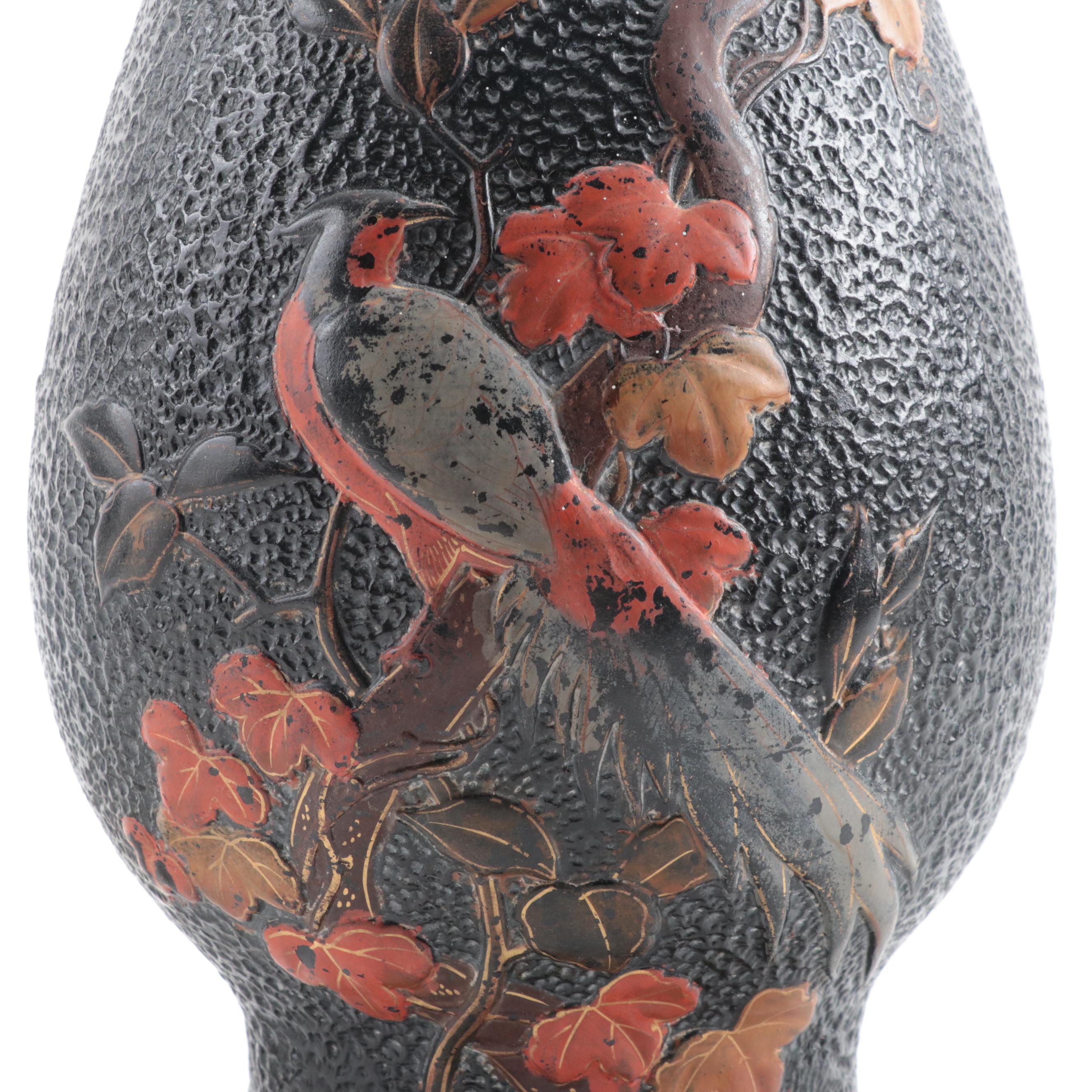 Japanese Totai Shippo Tree Bark Style Vase Table Lamp, Late 20th Century