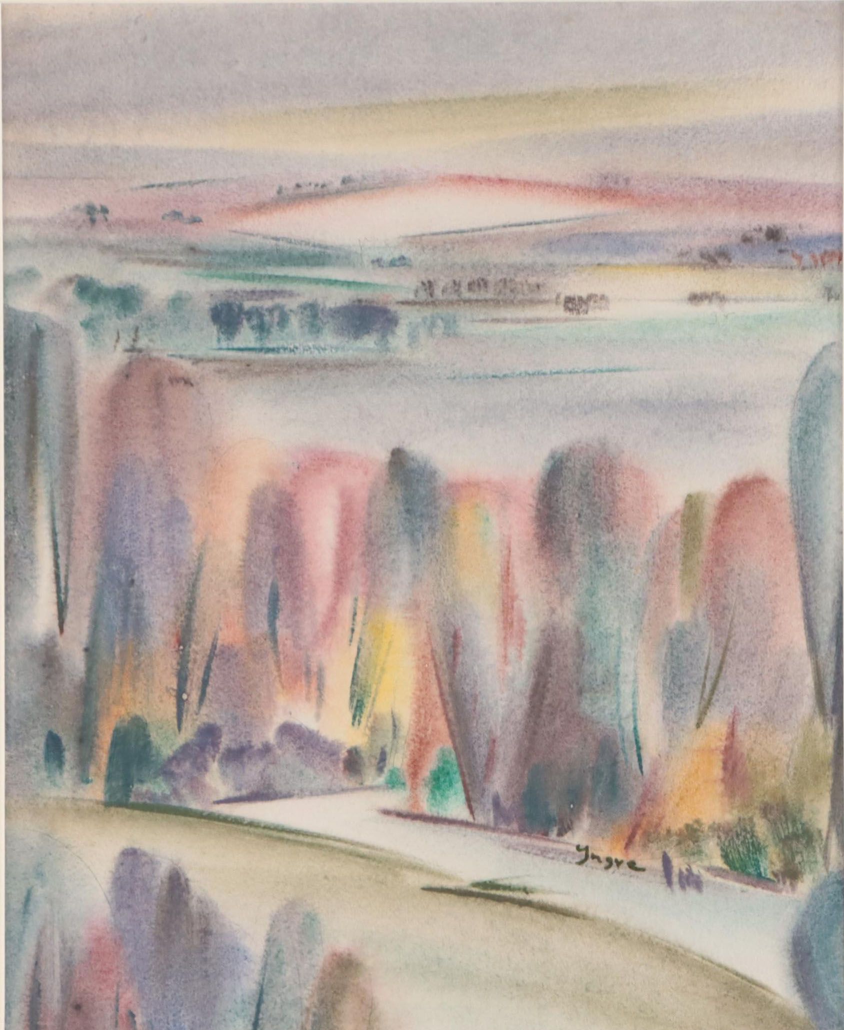 Yngve H. Olsen Landscape Watercolor Painting