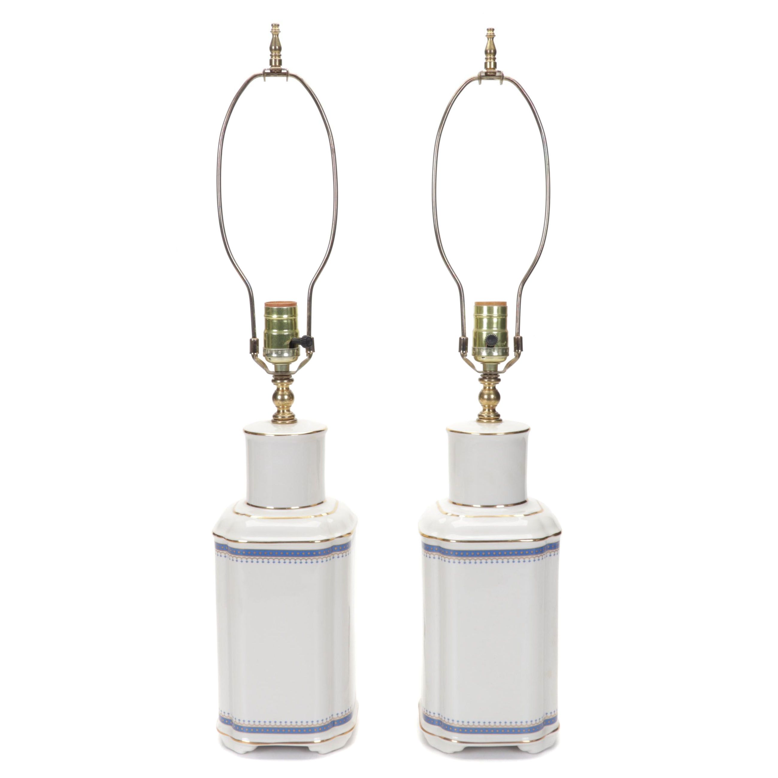 Pair of Ceramic Gilt Decorated Table Lamps