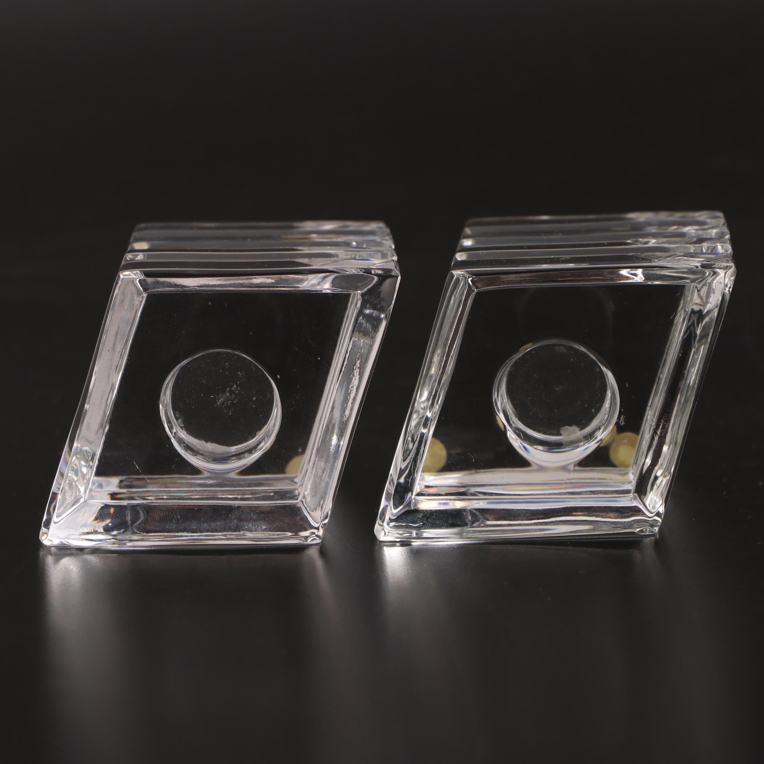 Bieder Cut Crystal Candleholders with Signed Kosta Boda Glass Bottle