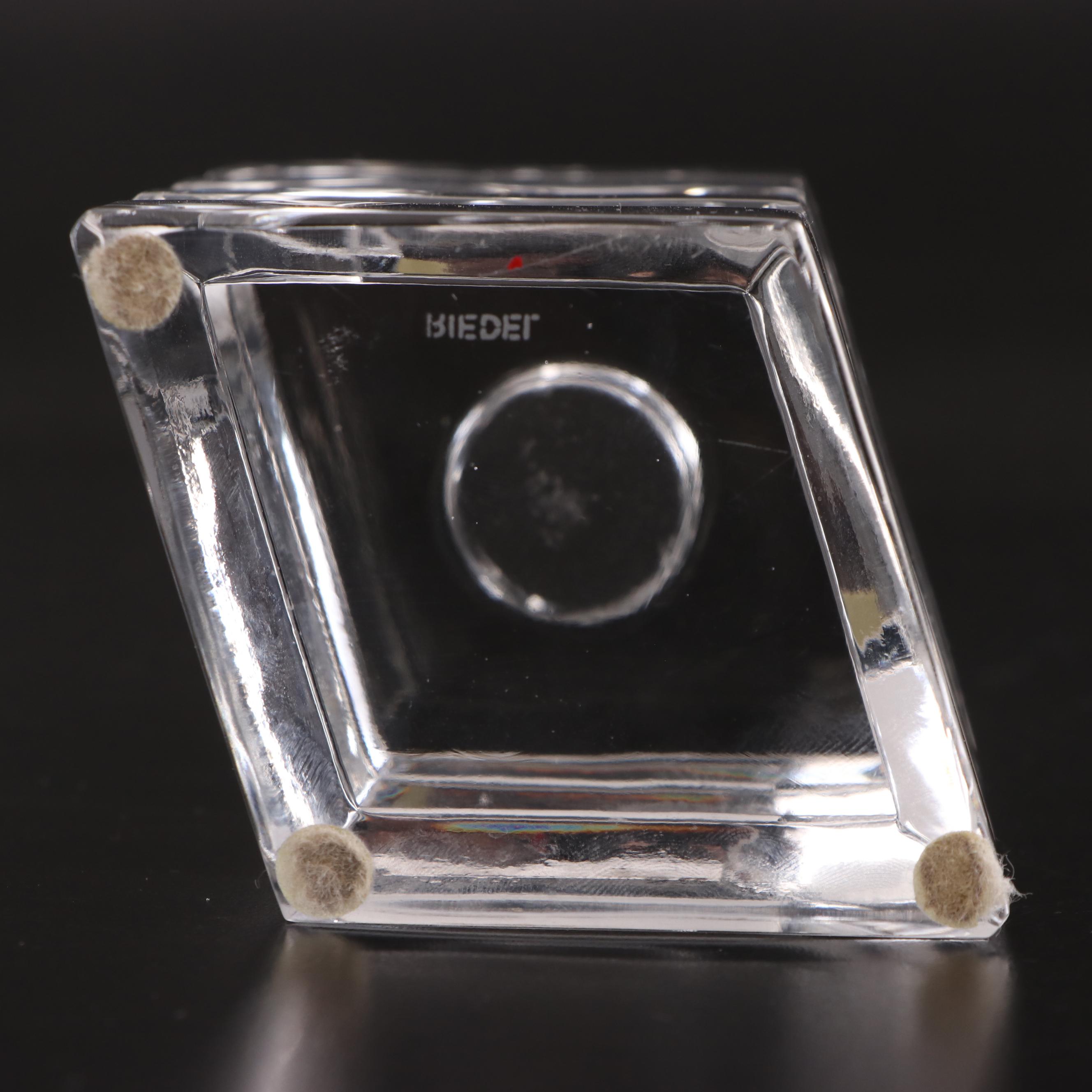 Bieder Cut Crystal Candleholders with Signed Kosta Boda Glass Bottle