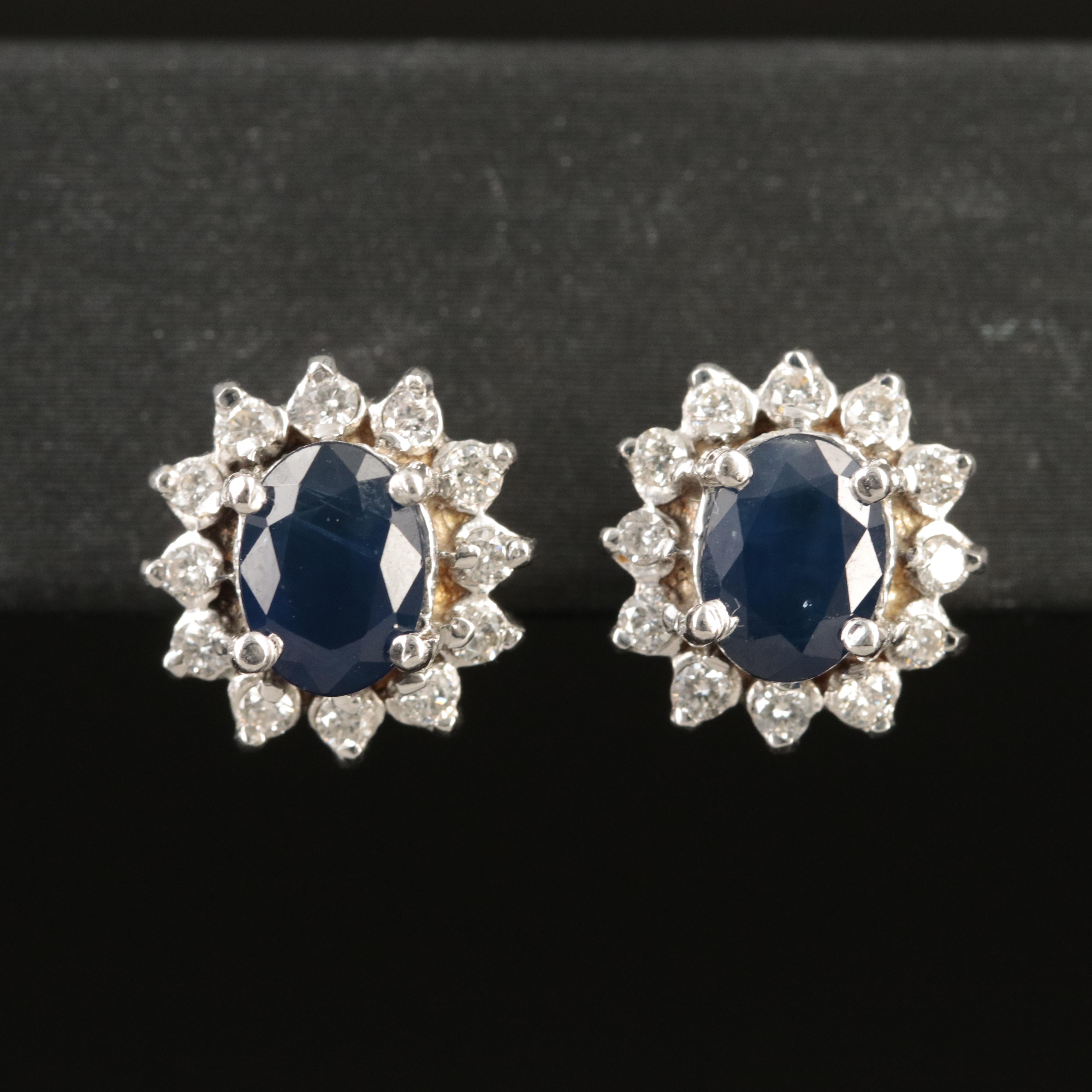 18K Sapphire and Diamond Stud Earrings