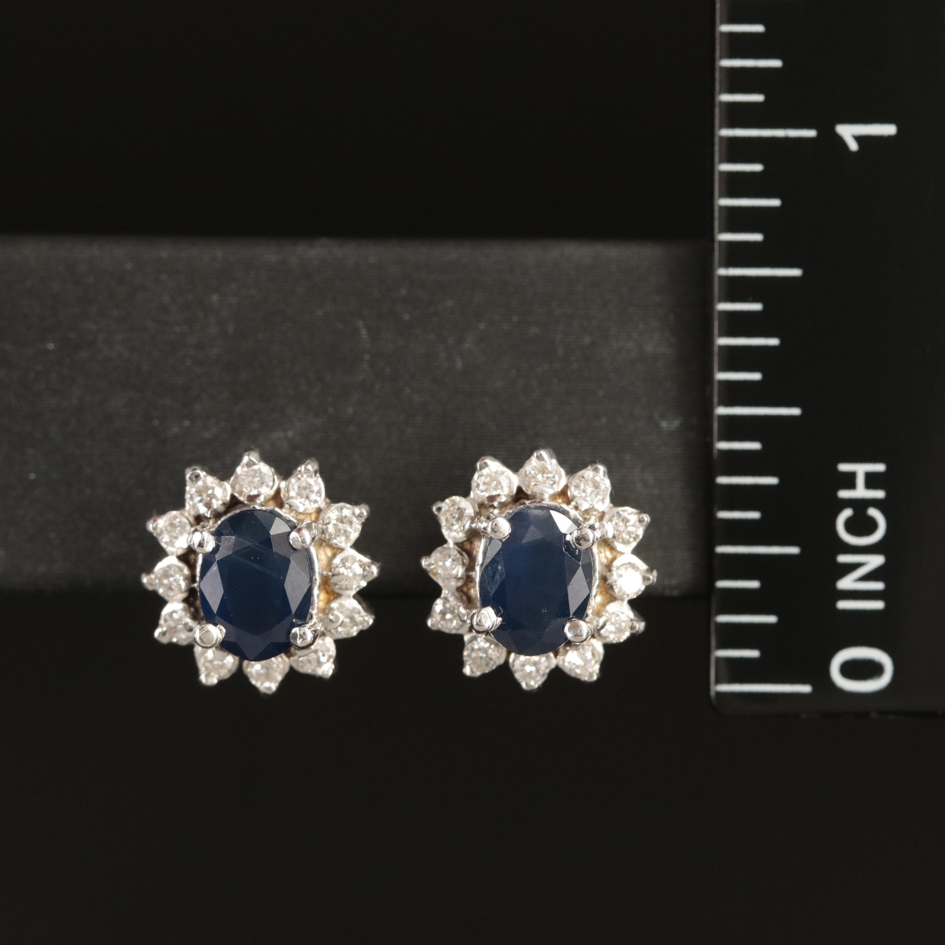 18K Sapphire and Diamond Stud Earrings