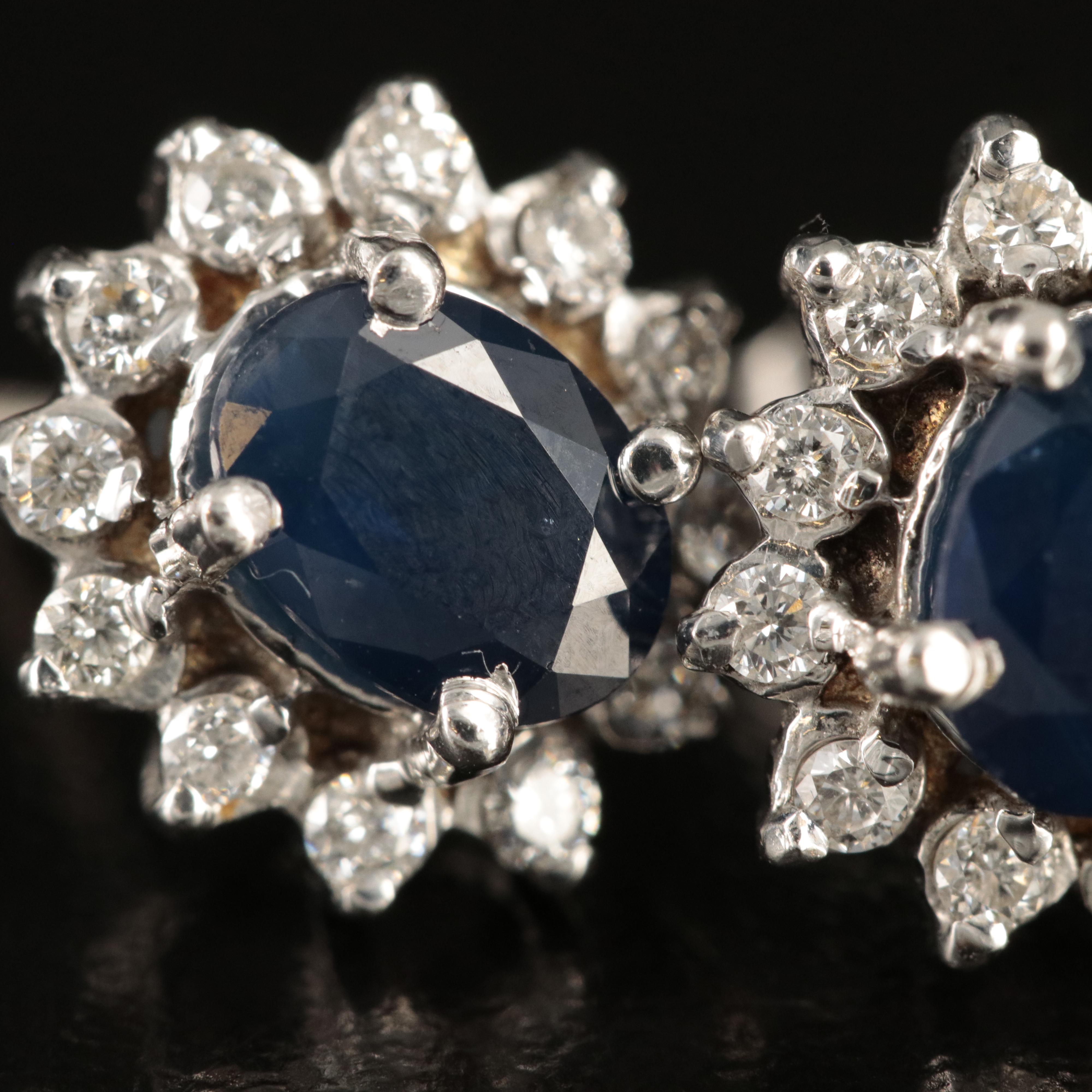 18K Sapphire and Diamond Stud Earrings