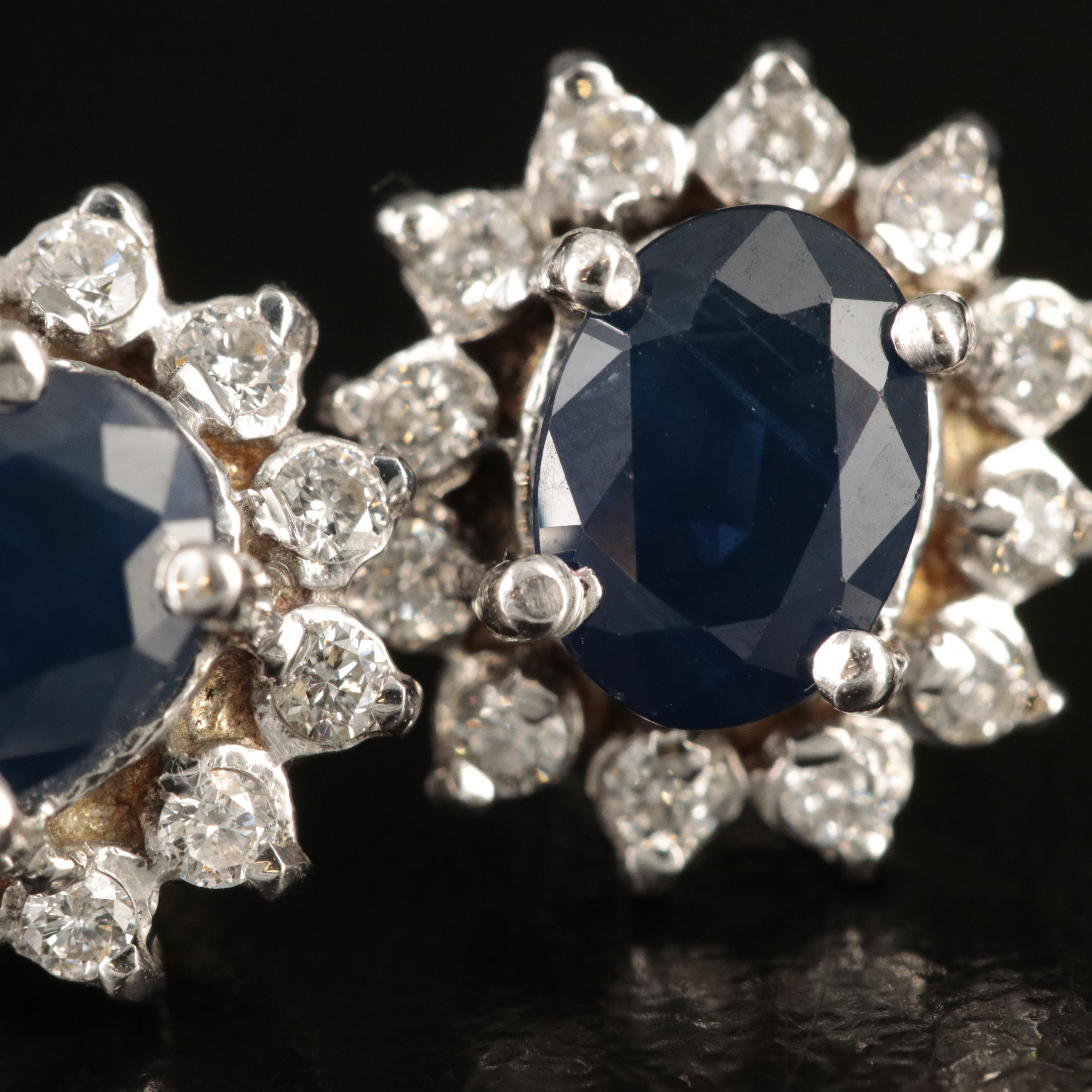 18K Sapphire and Diamond Stud Earrings