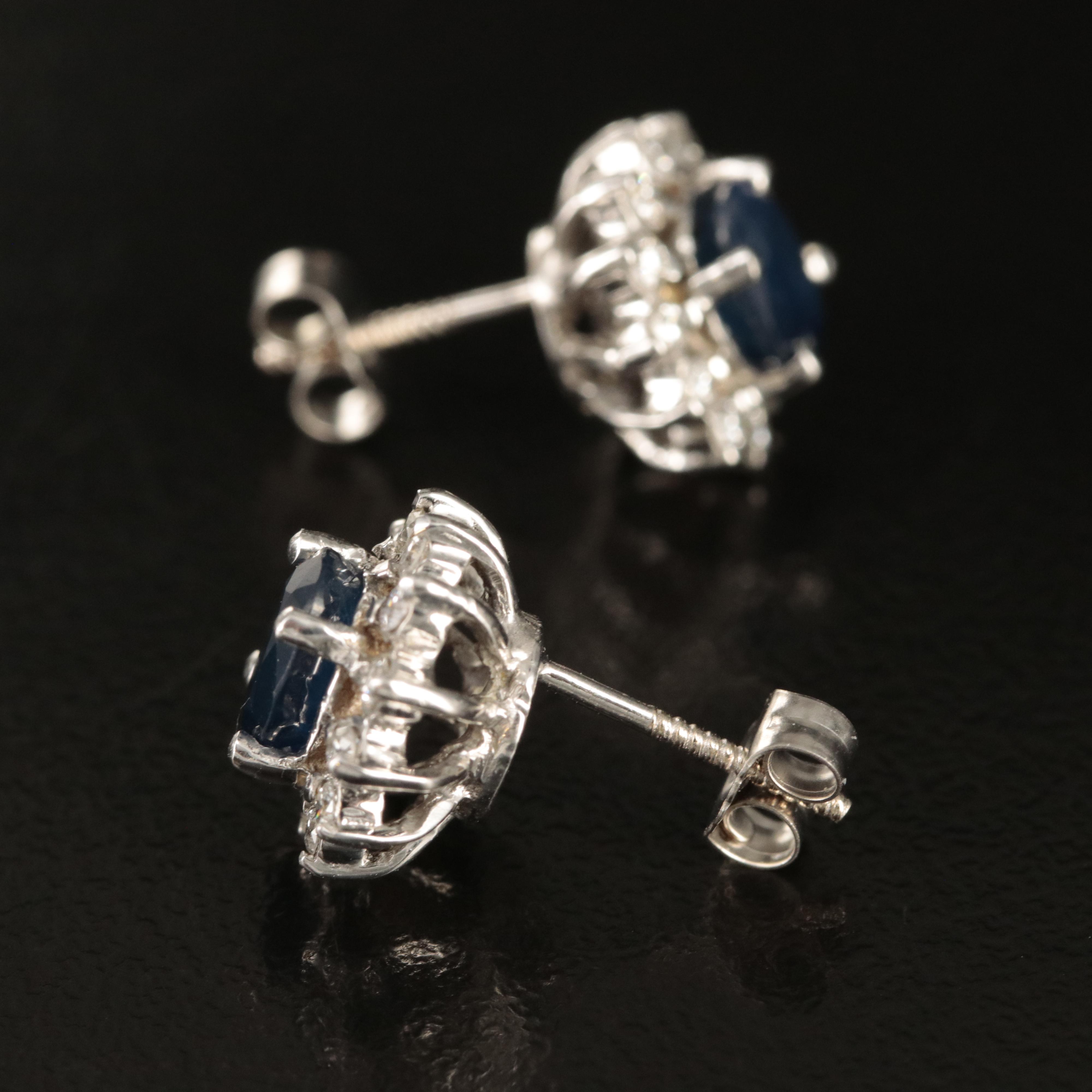 18K Sapphire and Diamond Stud Earrings