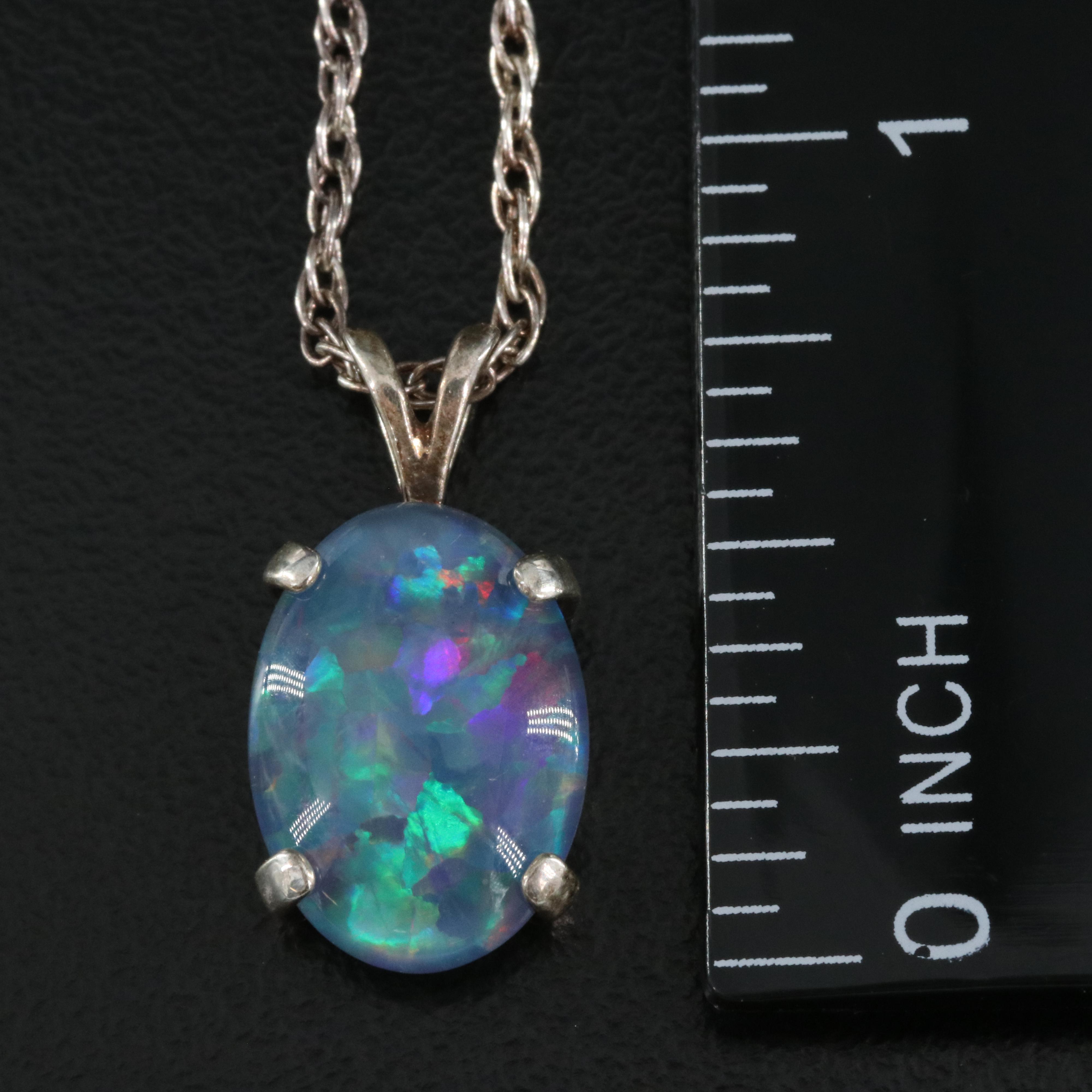 Sterling Opal Triplet Necklace and Earring Set