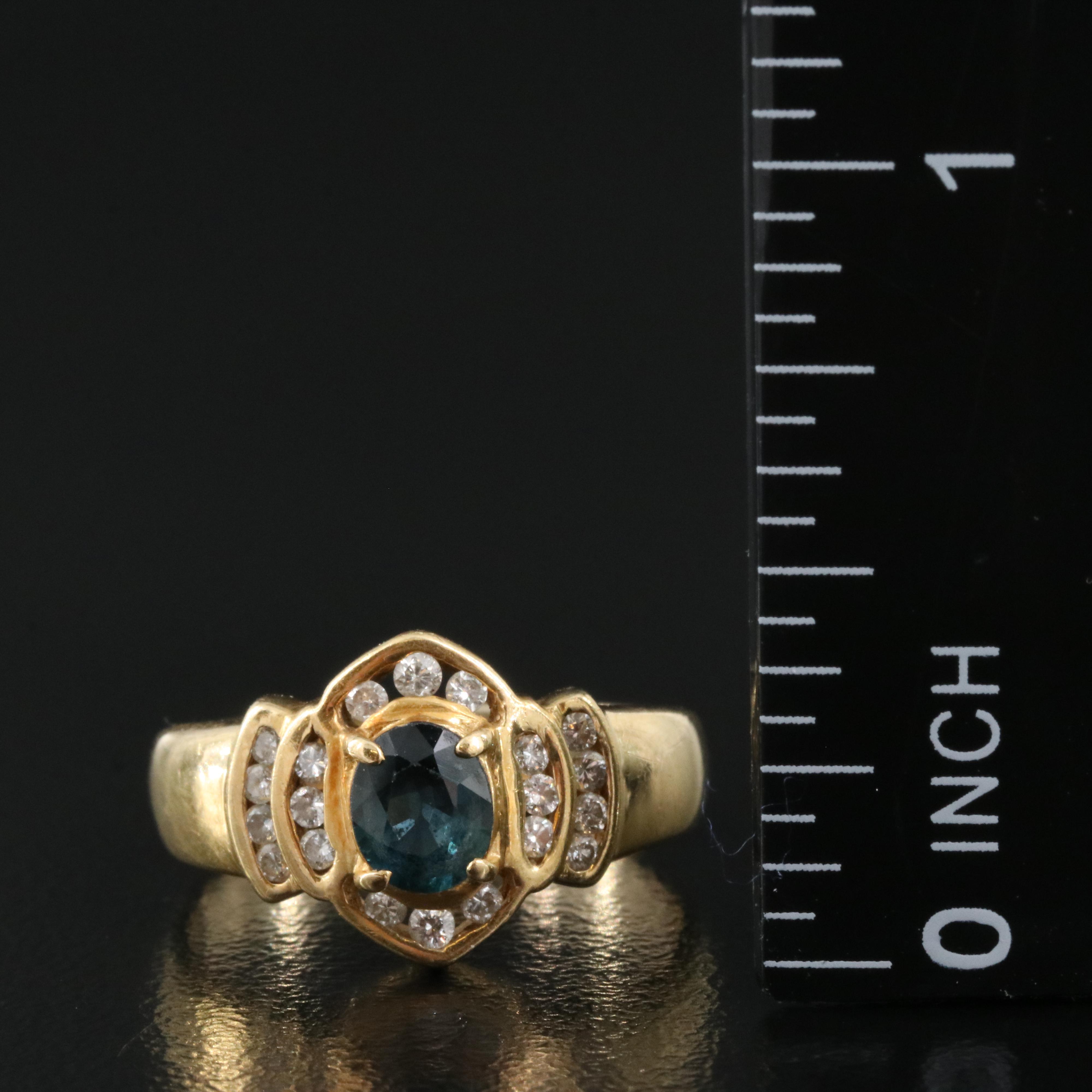 18K and 14K Sapphire and Diamond Ring