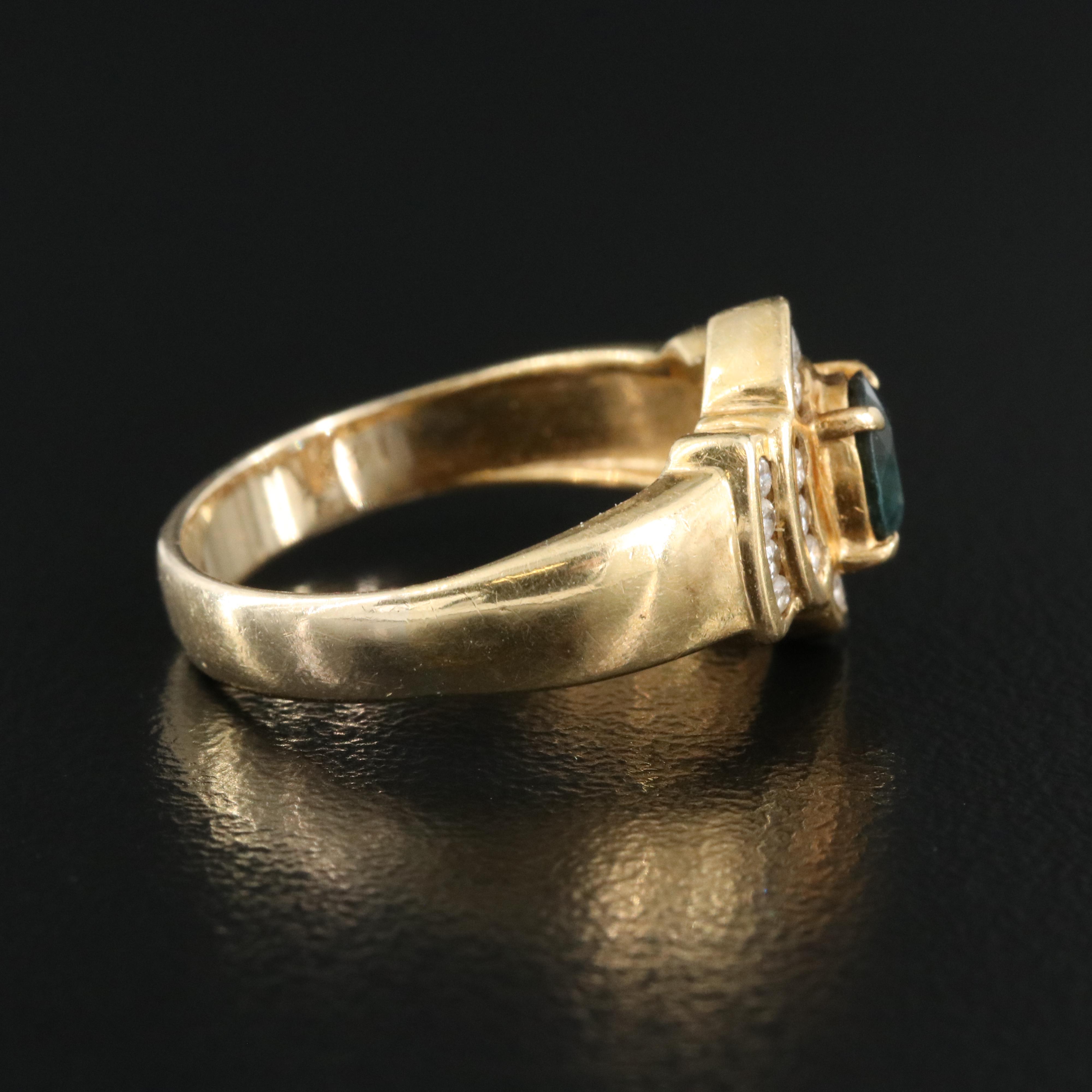 18K and 14K Sapphire and Diamond Ring