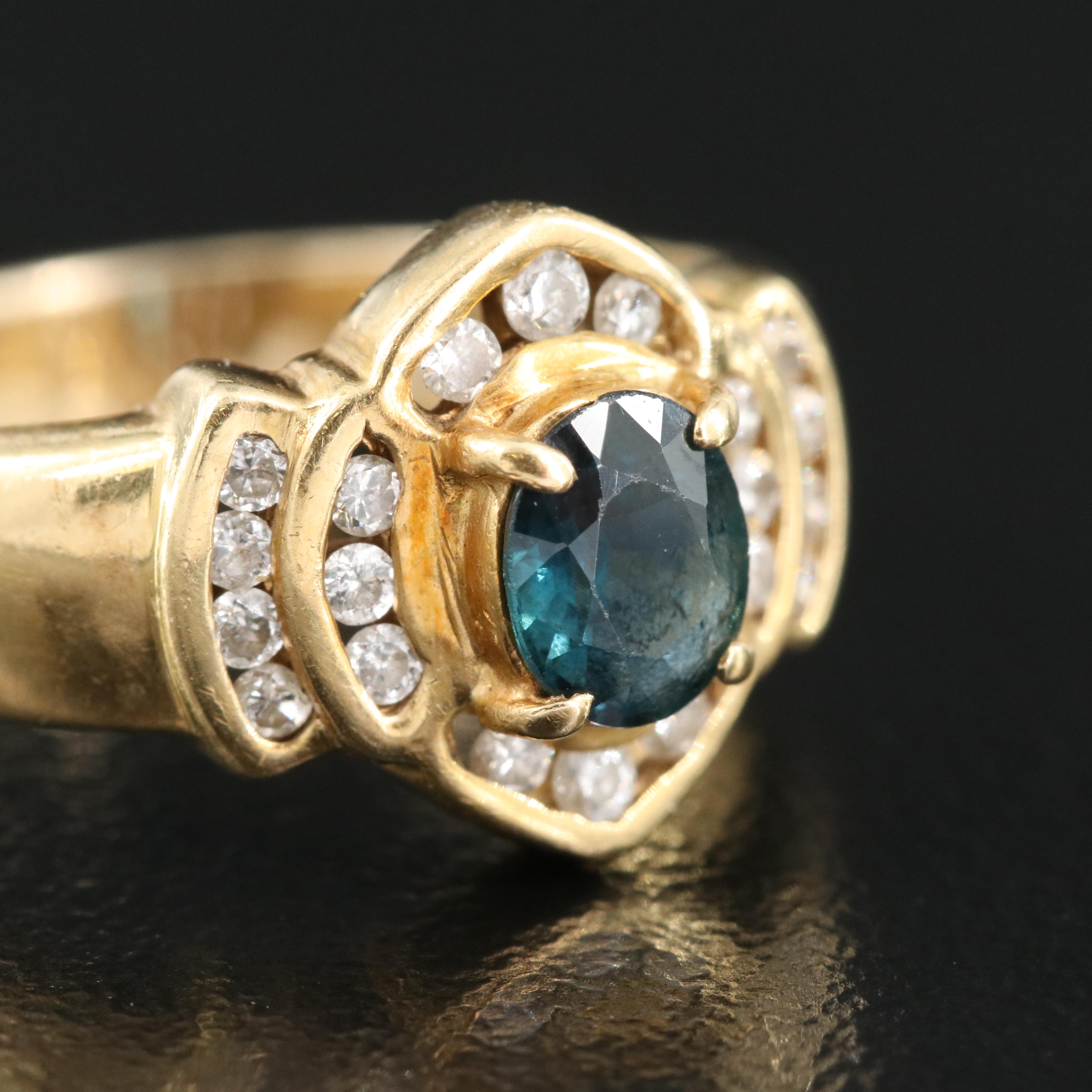 18K and 14K Sapphire and Diamond Ring