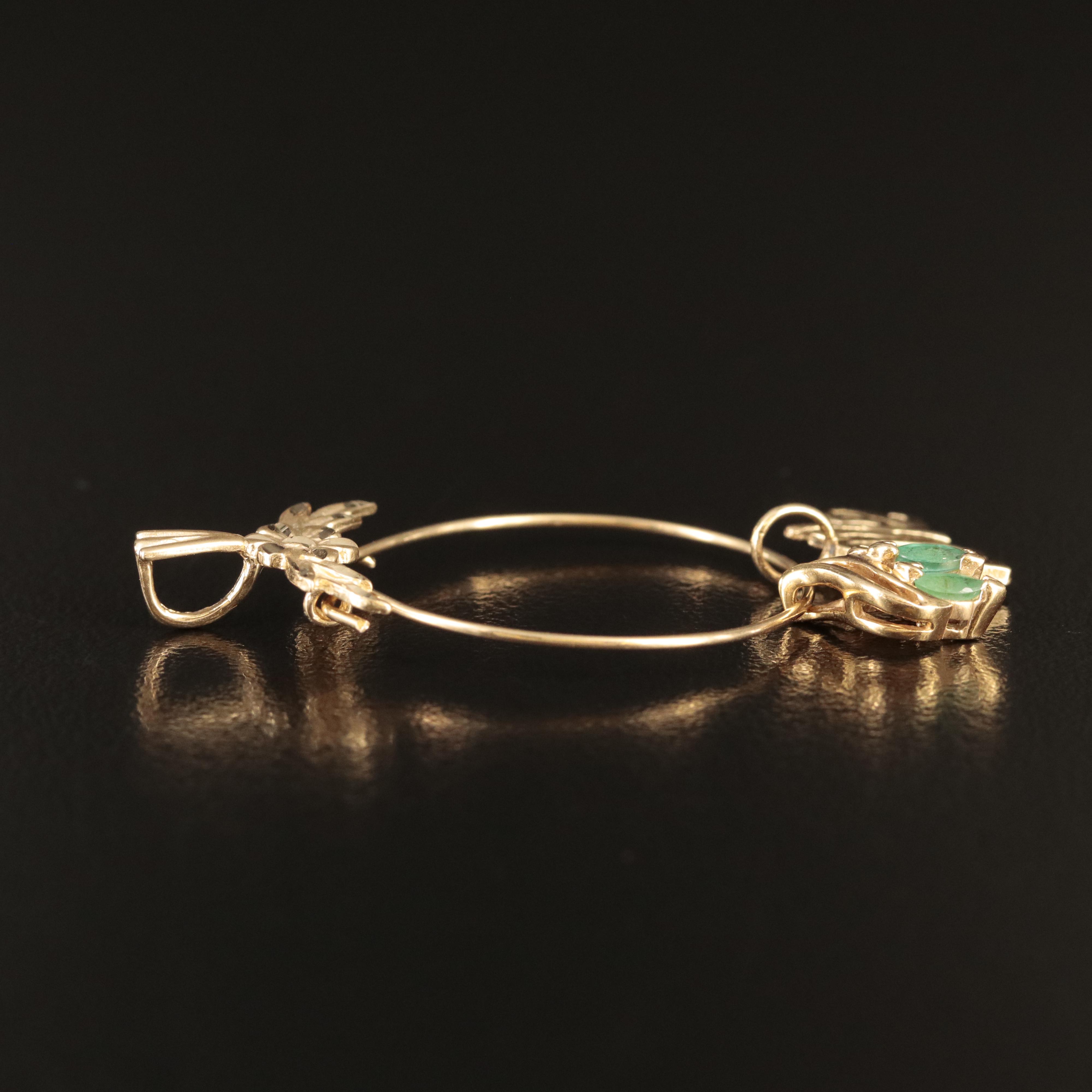 14K Charm Holder Pendant with Emerald and "10 1/2" Charms