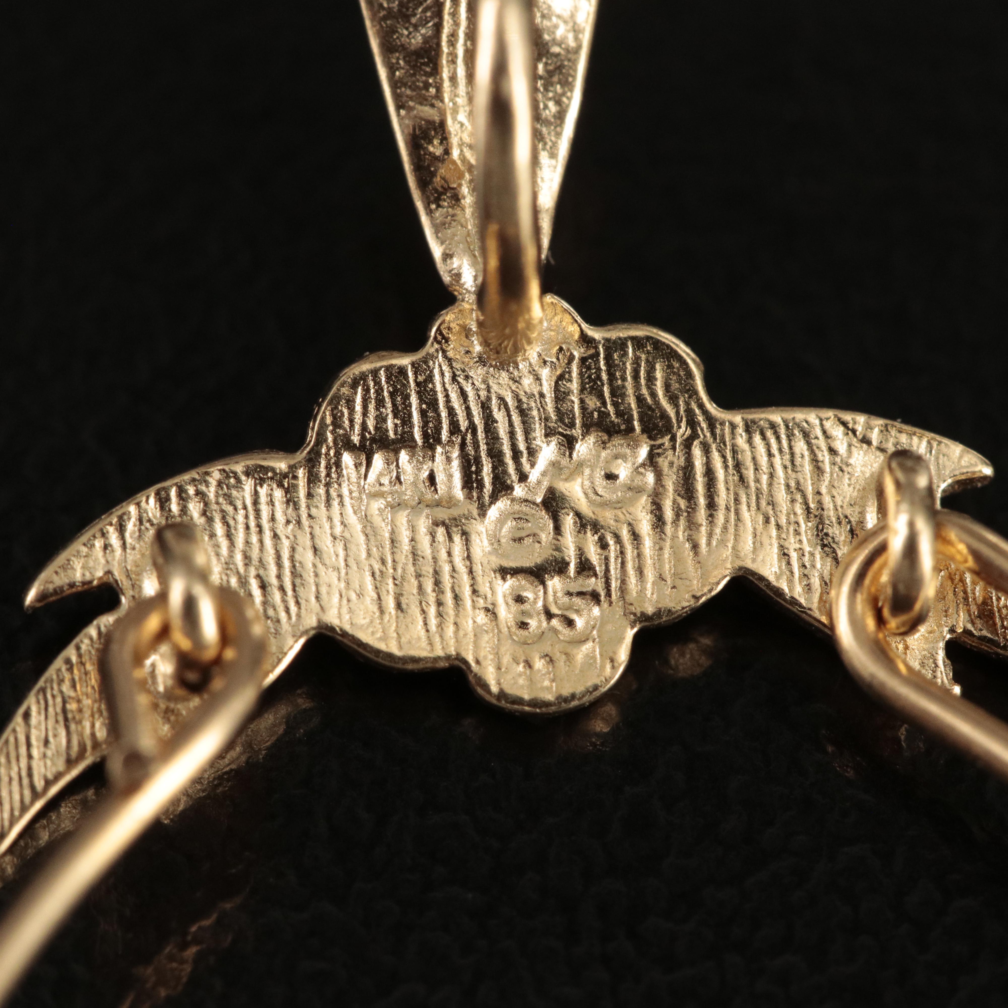 14K Charm Holder Pendant with Emerald and "10 1/2" Charms