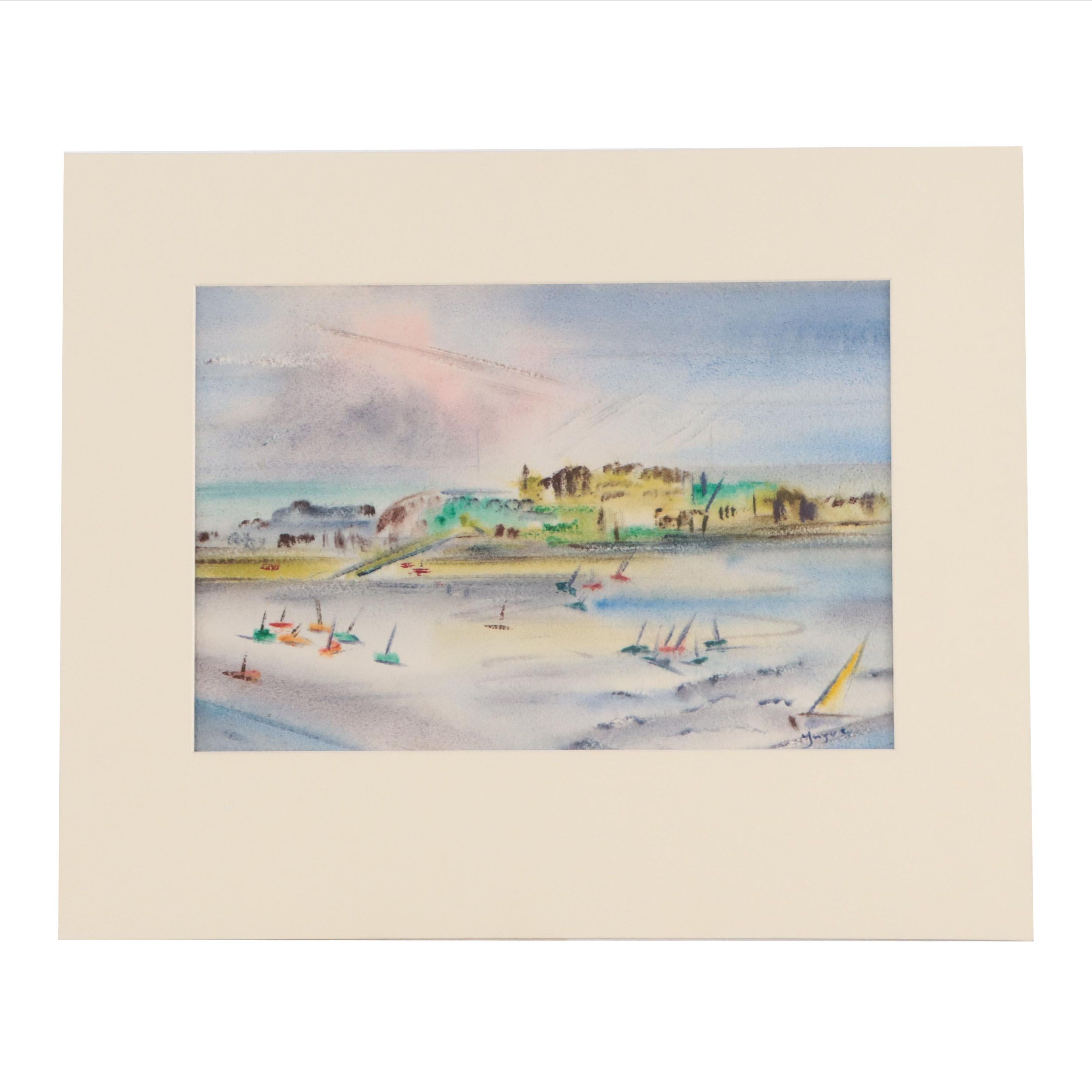Yngve H. Olsen Watercolor Painting of Coast