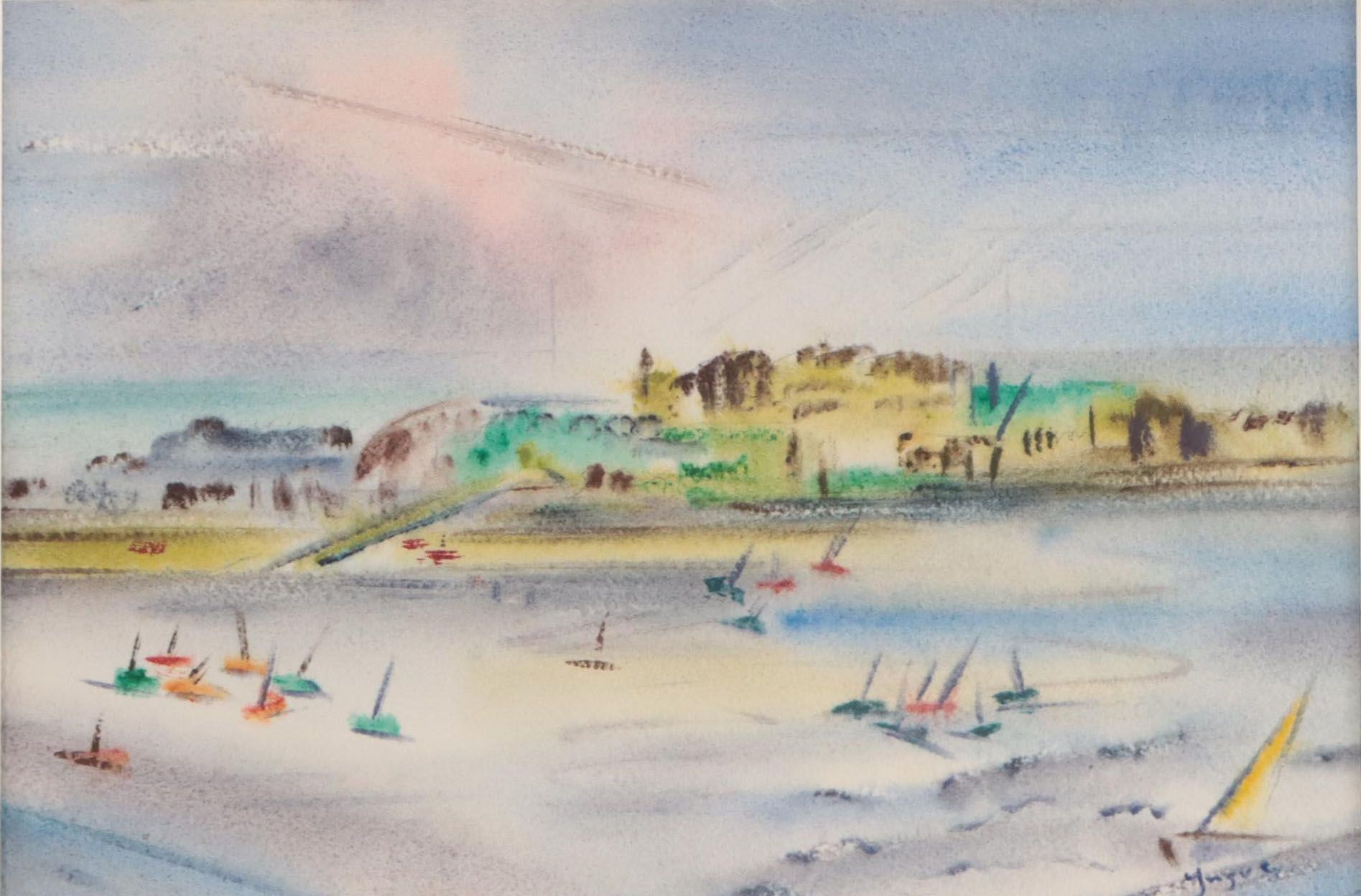 Yngve H. Olsen Watercolor Painting of Coast