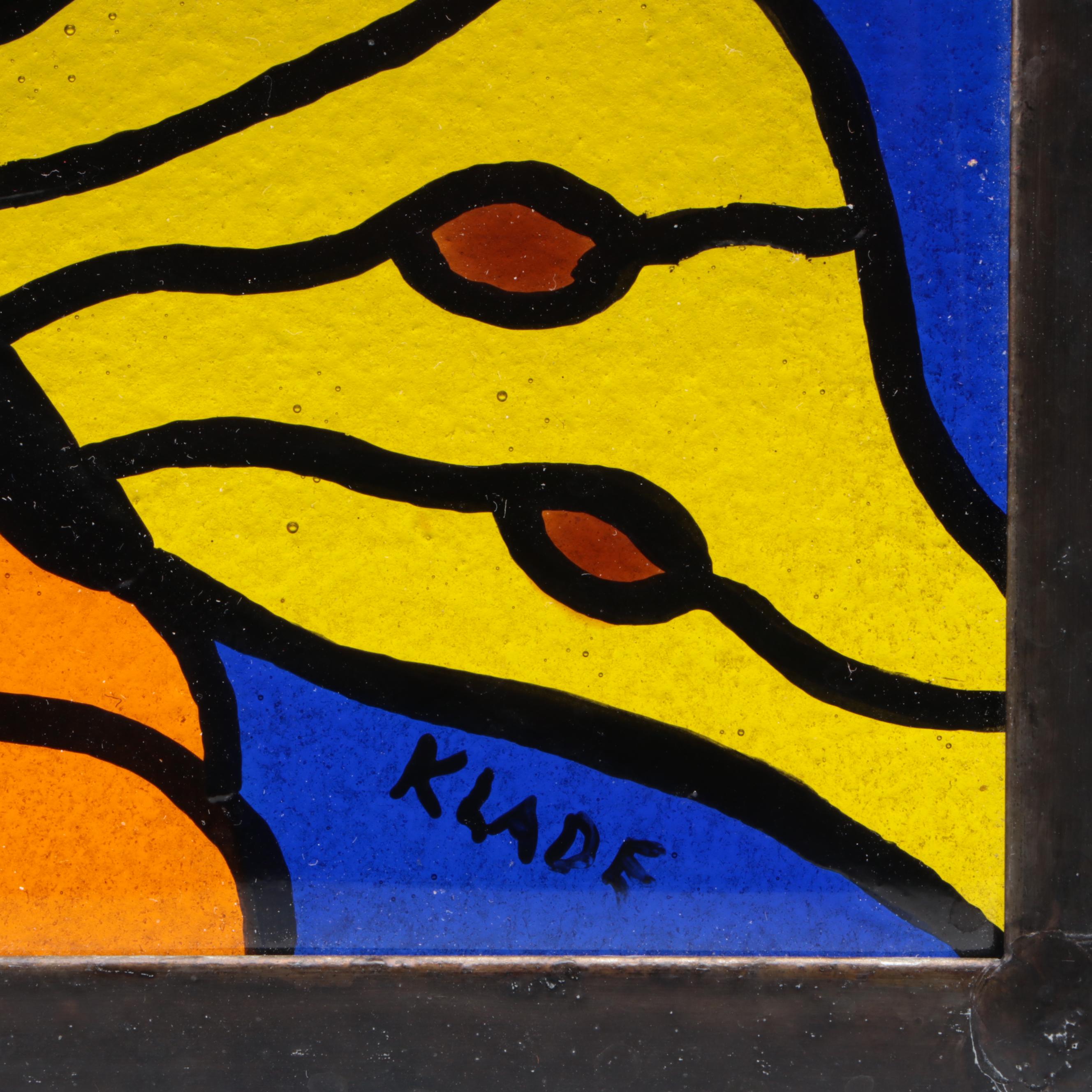 Chatham Glass Co. Amber Glass Vase With Stained Glass Suncatchers