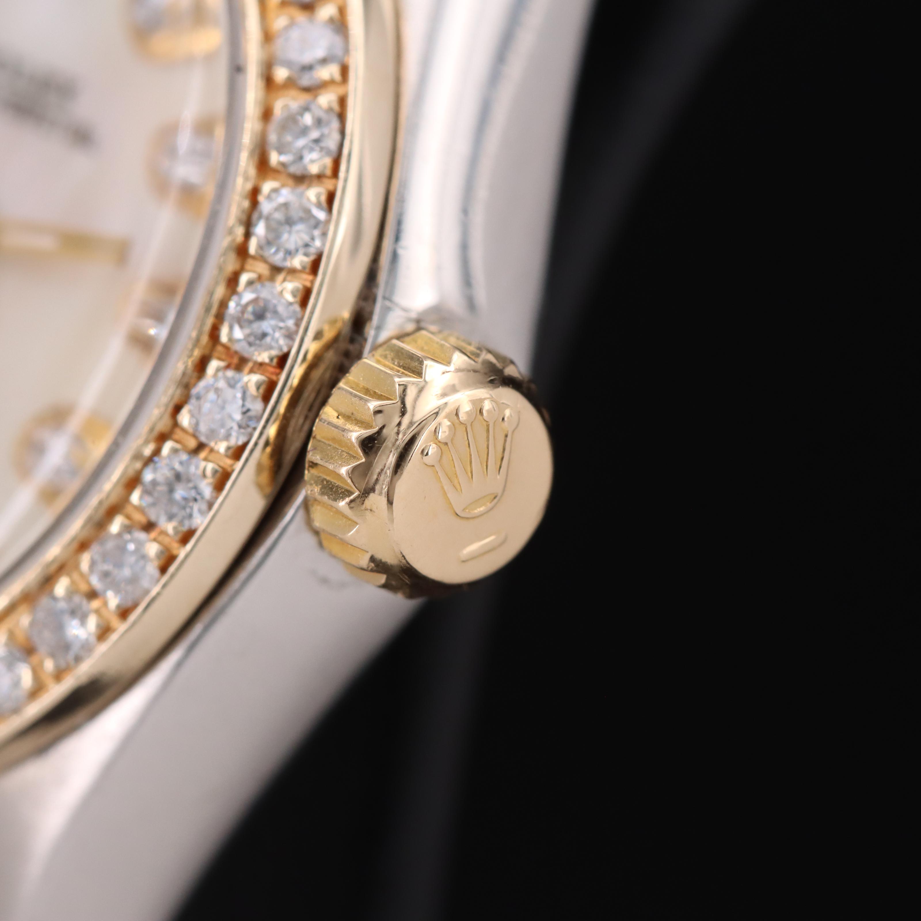 1987 Rolex Oyster Perpetual Mother-of-Pearl and Diamond Bezel Watch