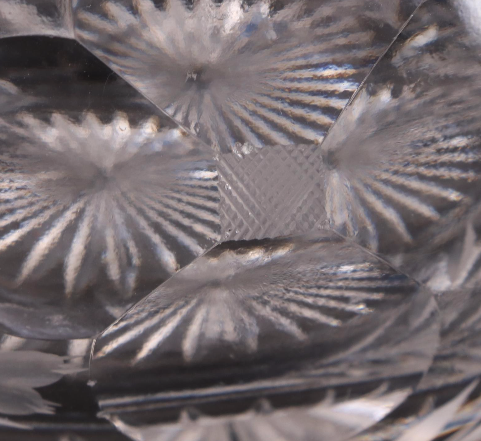 American Brilliant Style Cut Glass Bowl and Jar with Etched Glass Serving Bowl