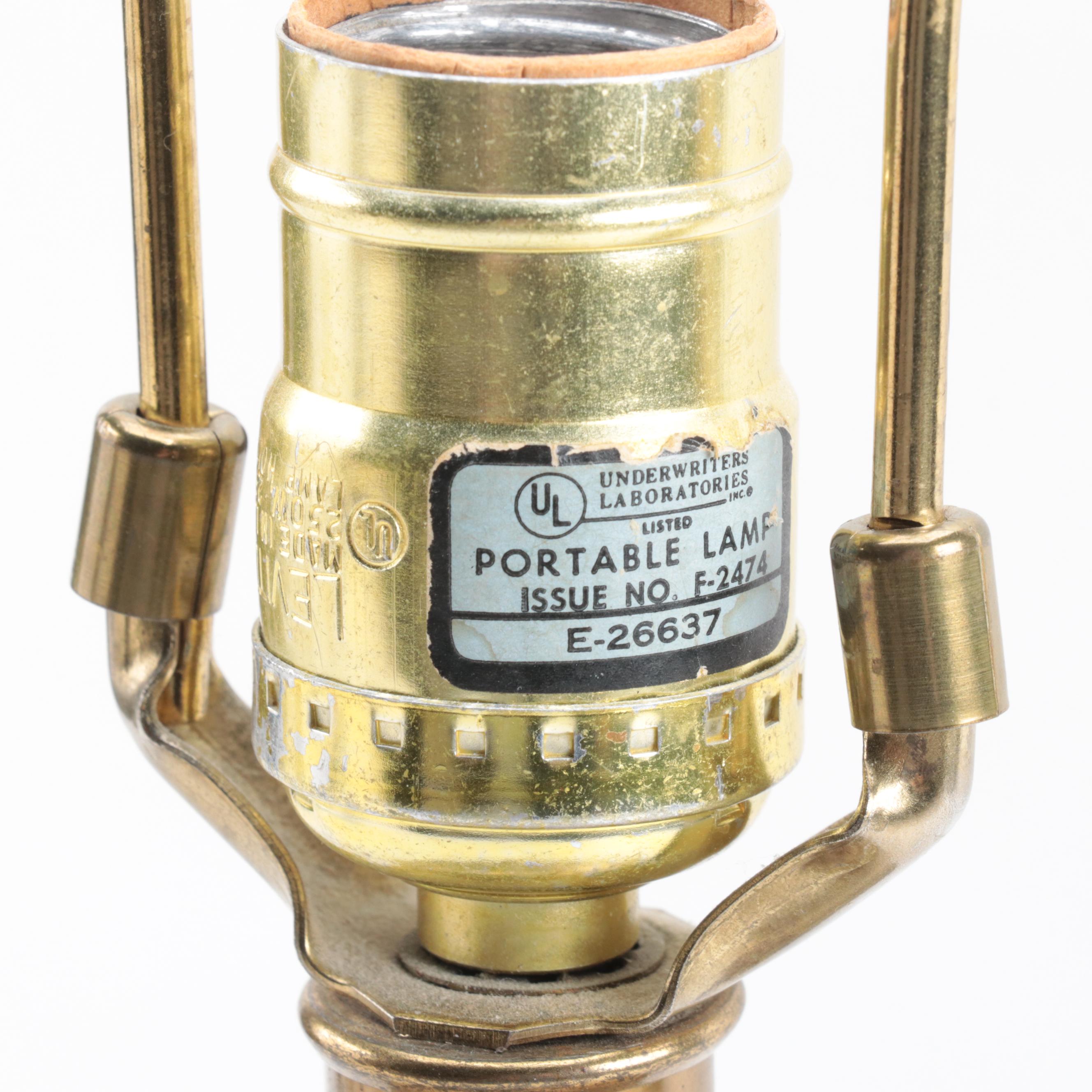 Gilt Metal and Bronzed Finish Persian Style Handled Vessel Lamp, Mid-20th C