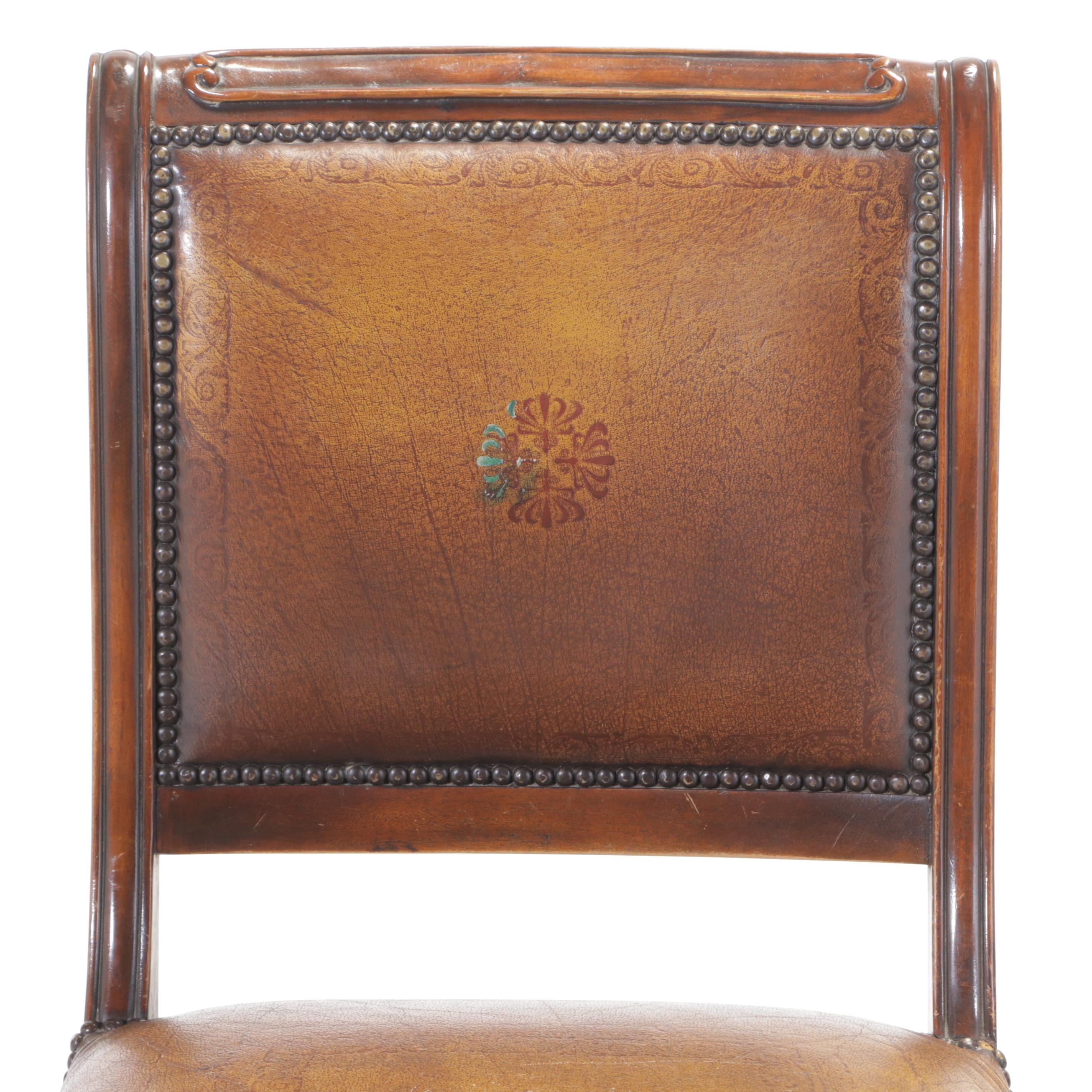 Victorian Pine and Oak Writing Desk Plus Mahogany and Leather Side Chair