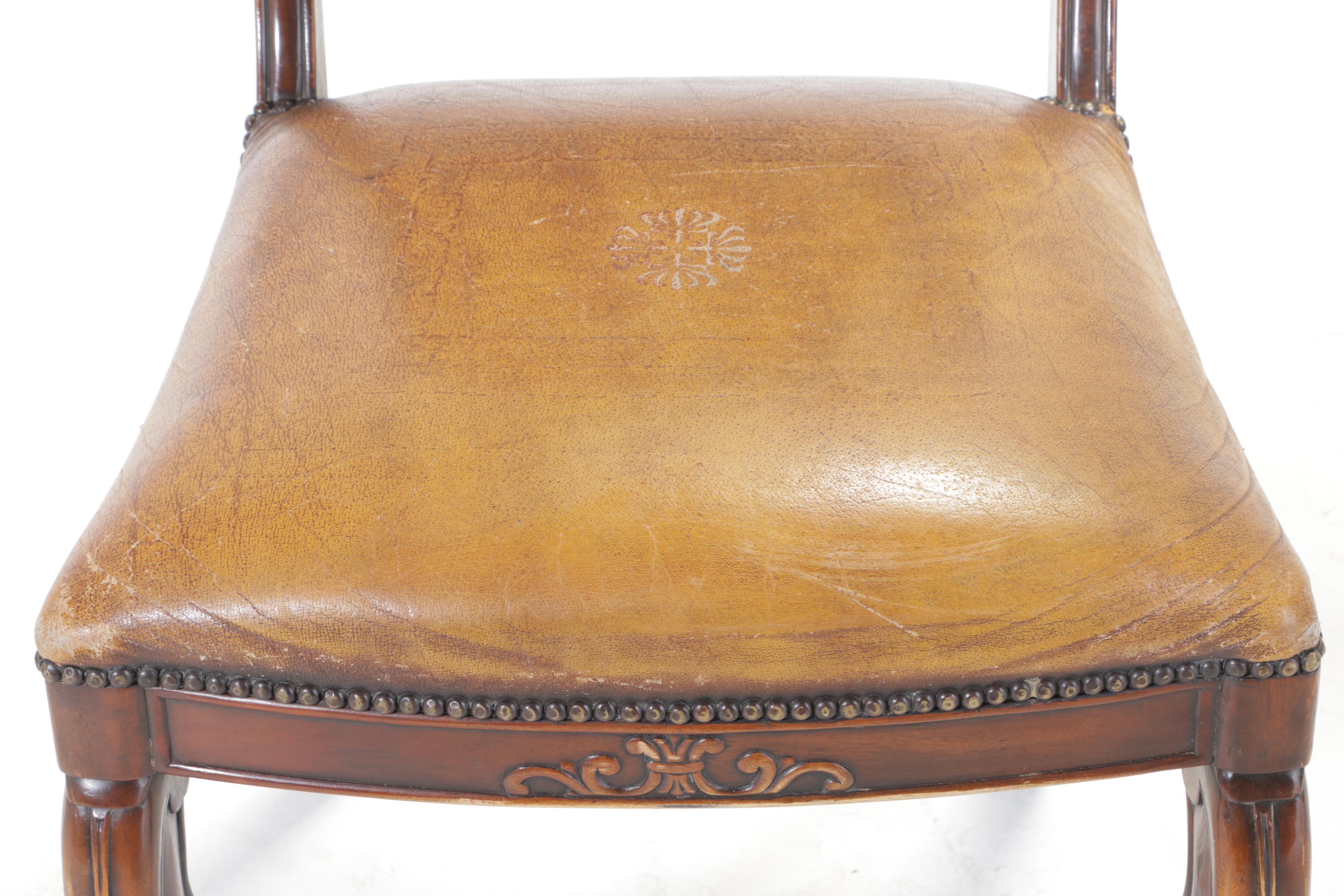 Victorian Pine and Oak Writing Desk Plus Mahogany and Leather Side Chair